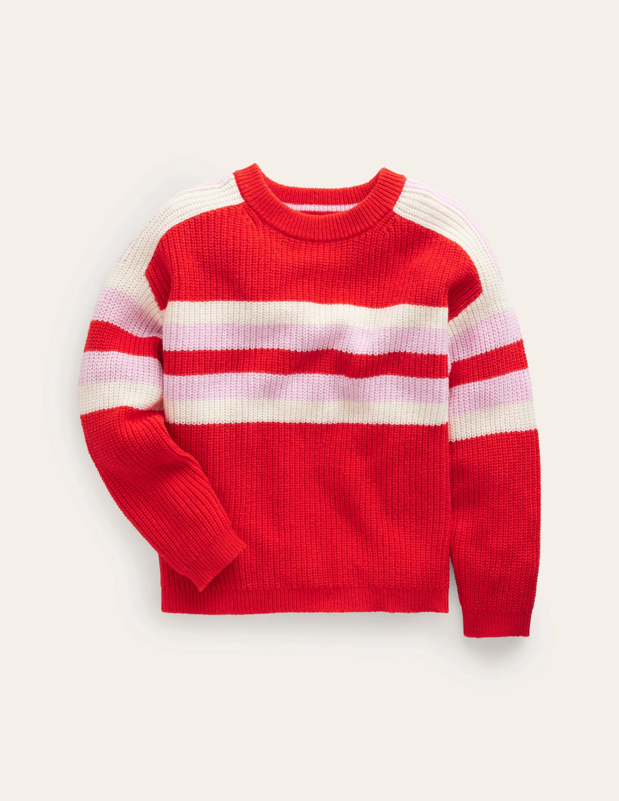 Strickpullover mit Streifen-Mohnblumenrot