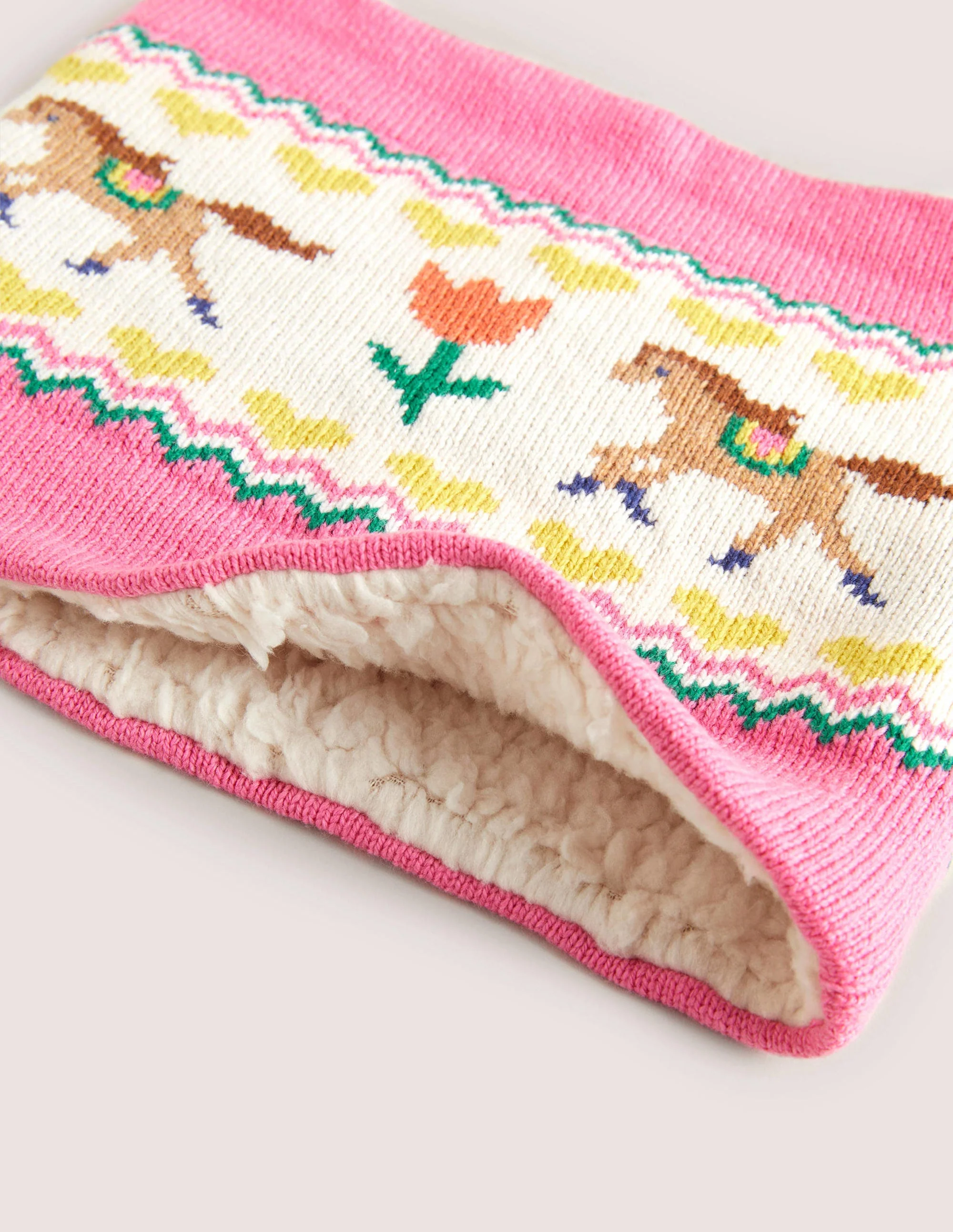 Strickschlauchschal mit Fair-Isle-Muster-Rosa, Pferd - Image 2