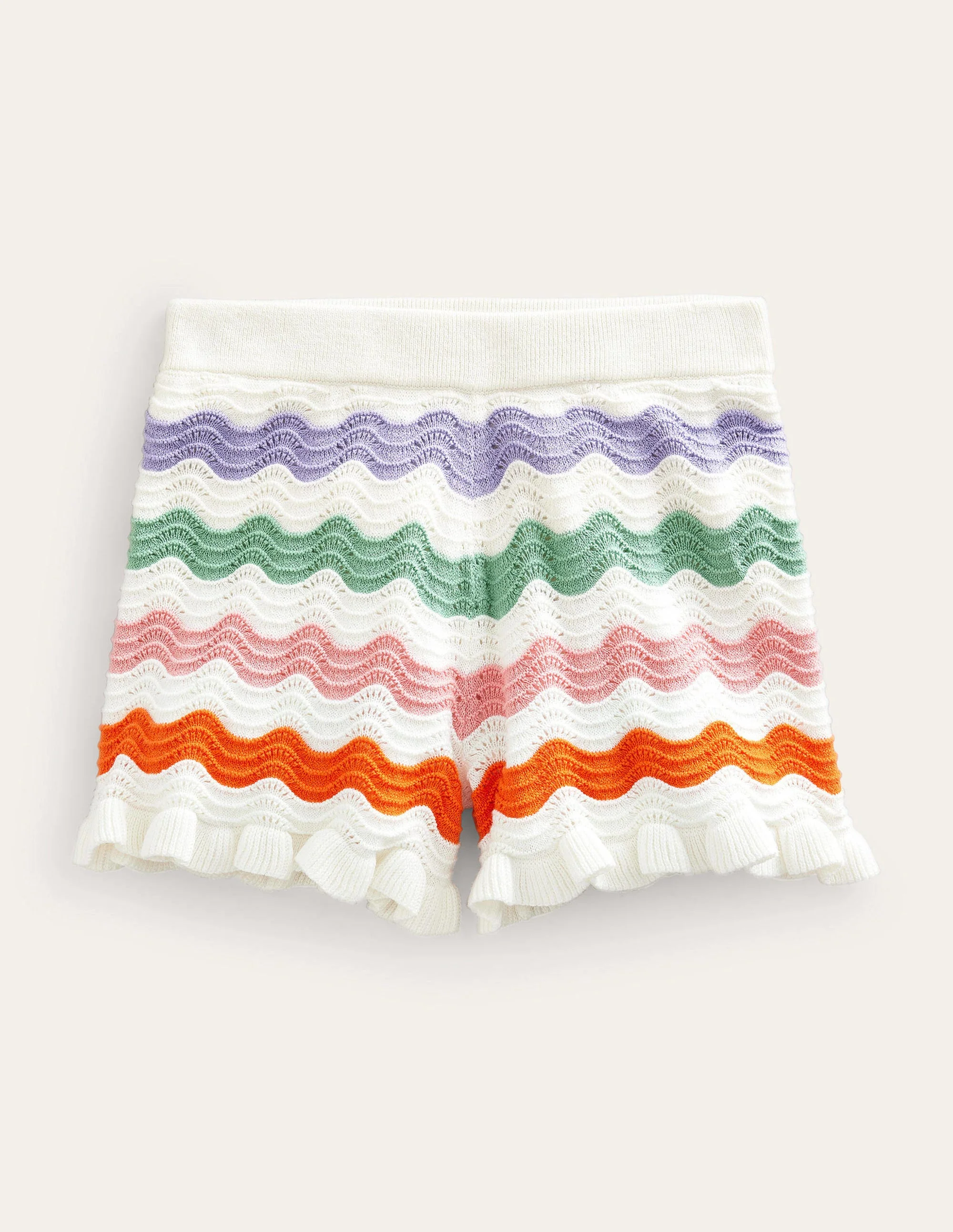 Strickshorts mit Rüschen-Bunt, Regenbogen