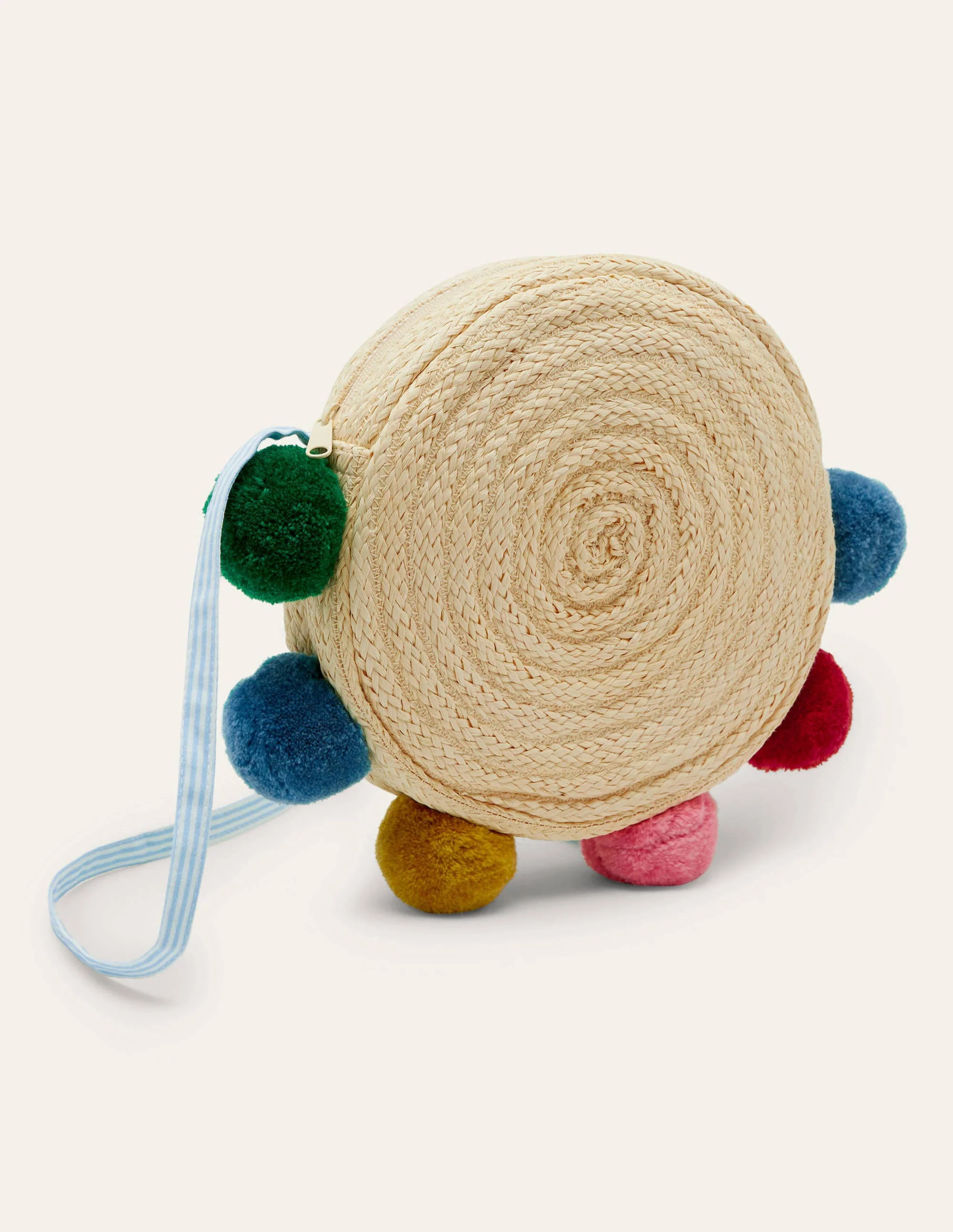 Strohtasche-Regenbogenfarbene Bommel