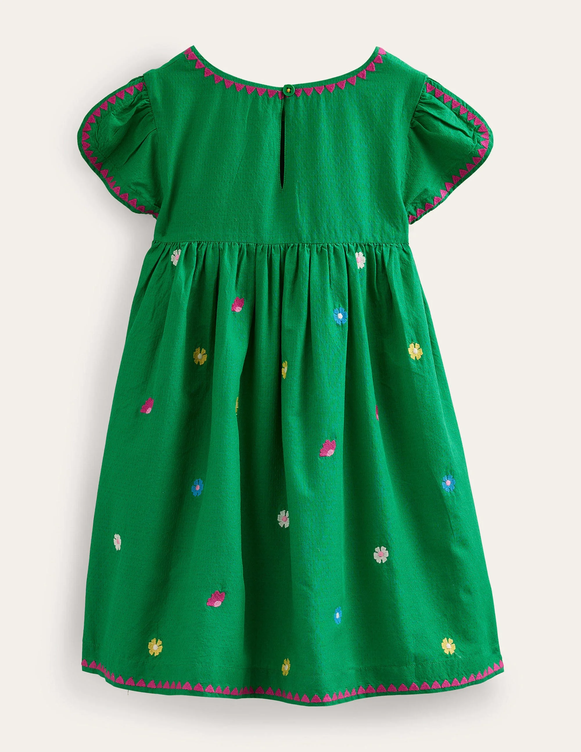 Strukturiertes Kleid mit Stickerei-Sattes Smaragdgrün - Image 2