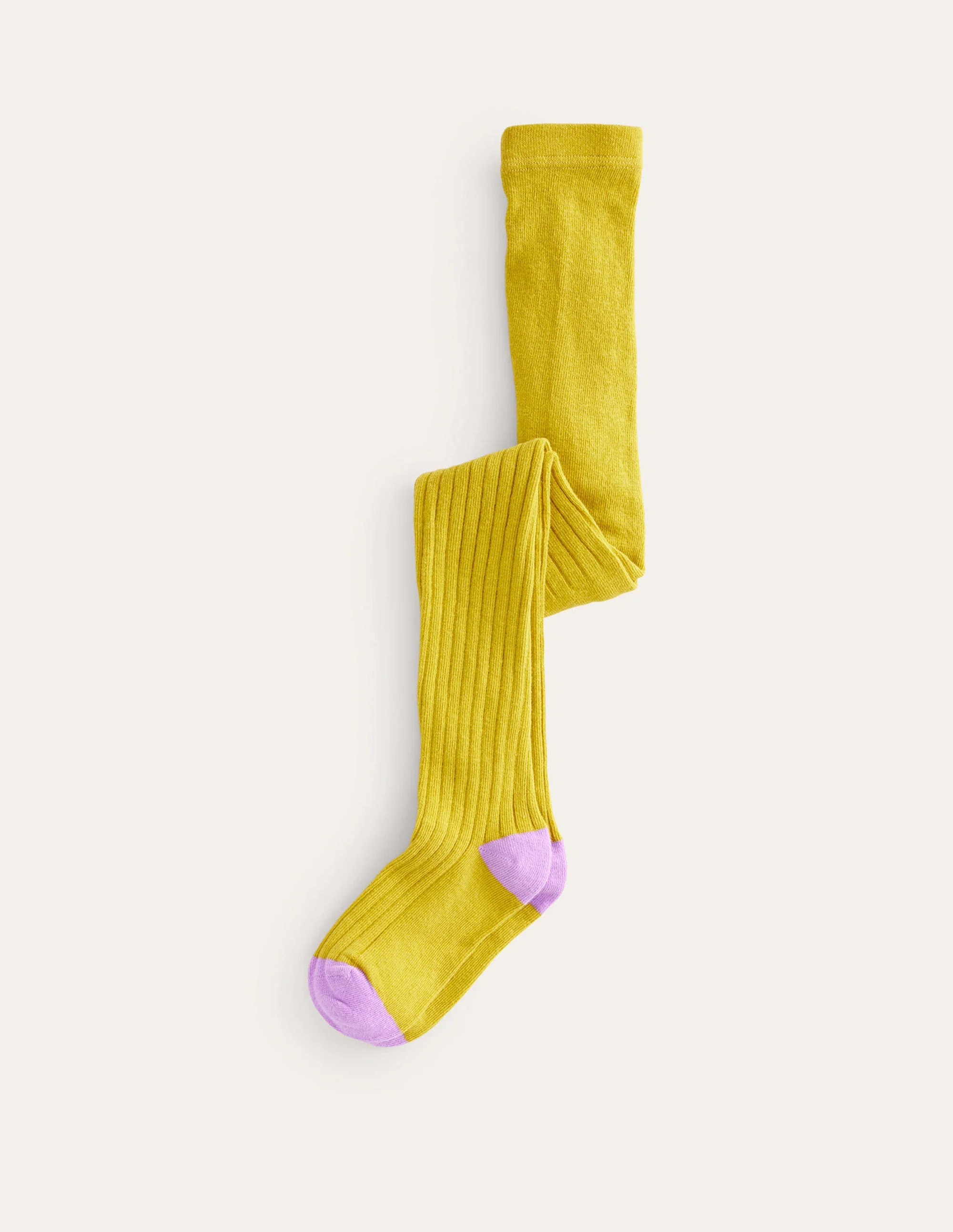 Strumpfhose aus Rippstrick-Ölgelb