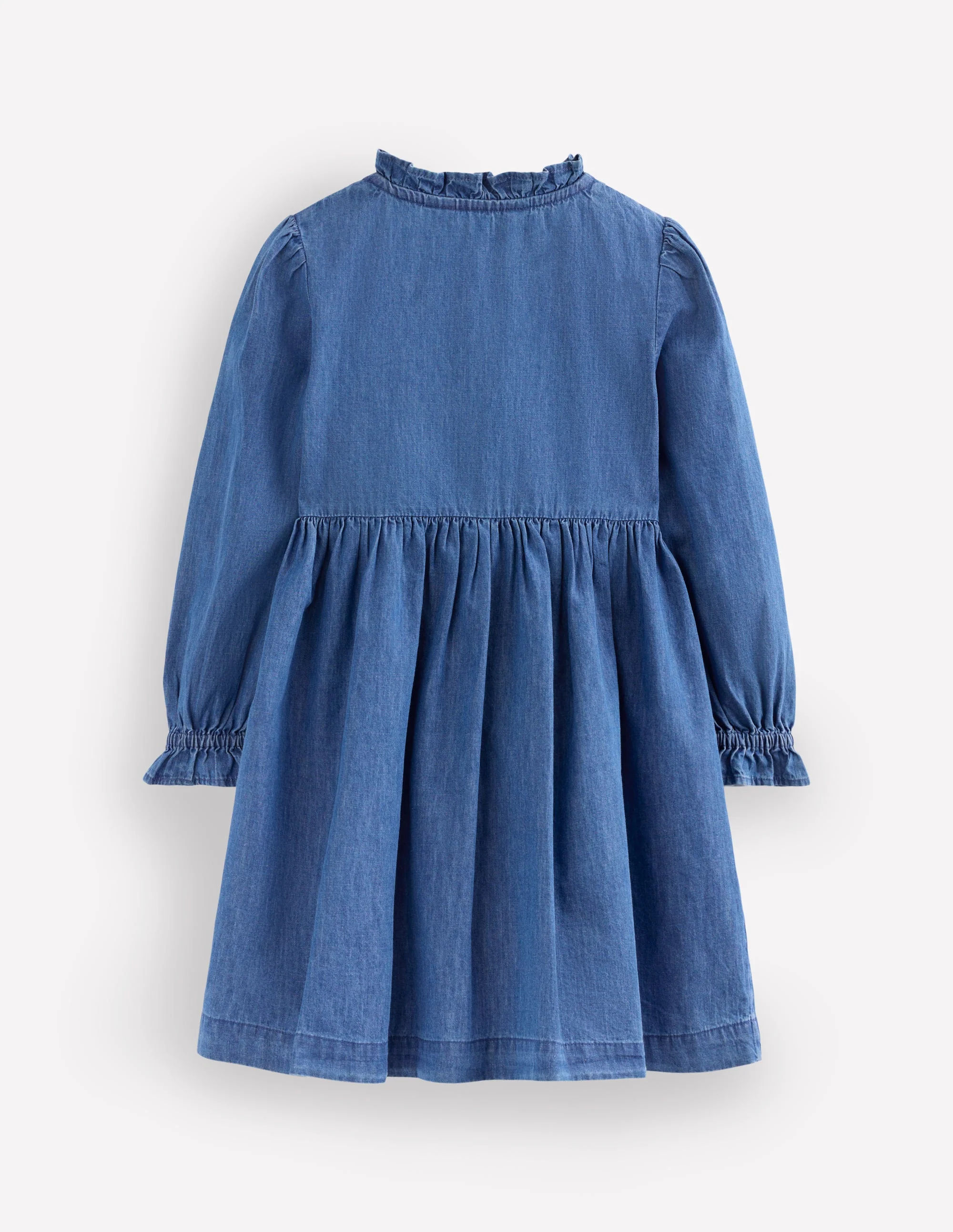 Suki Langärmeliges, gesmoktes Kleid-Mittlere Mischung Denim - Image 2