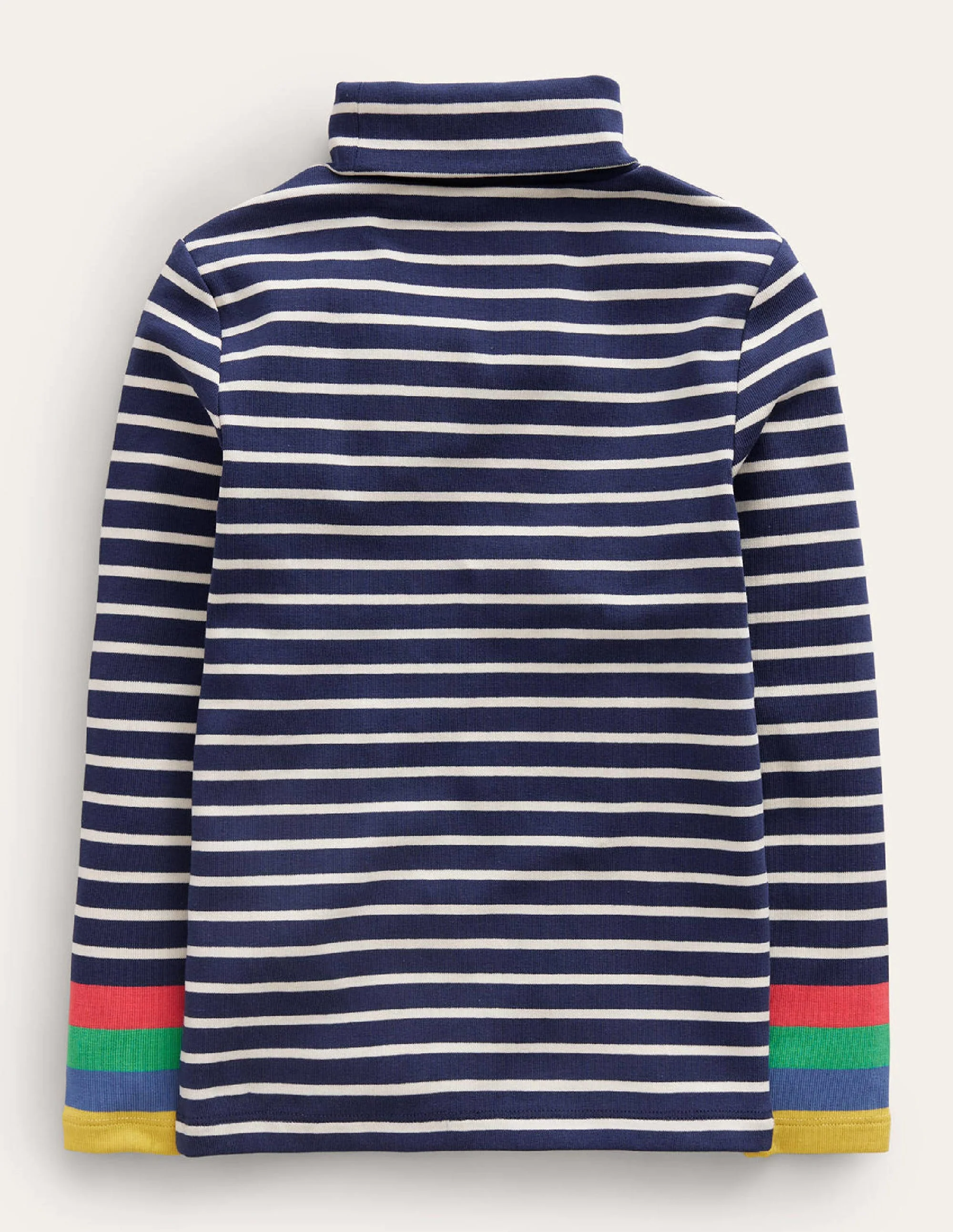 Superweiches Oberteil mit Rollkragen-Marineblau/Naturweiß Bunte Manschette - Image 2