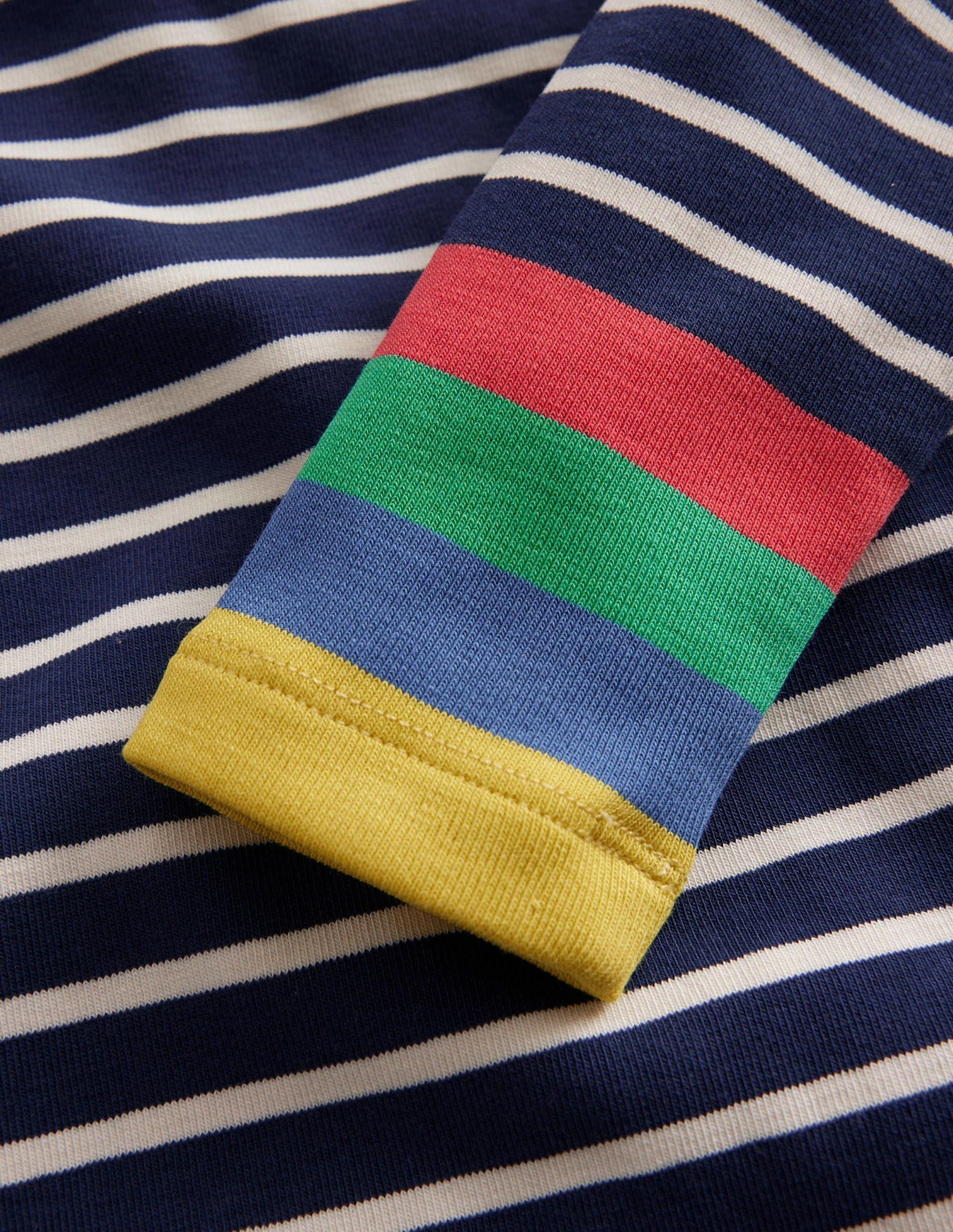 Superweiches Oberteil mit Rollkragen-Marineblau/Naturweiß Bunte Manschette - Image 3