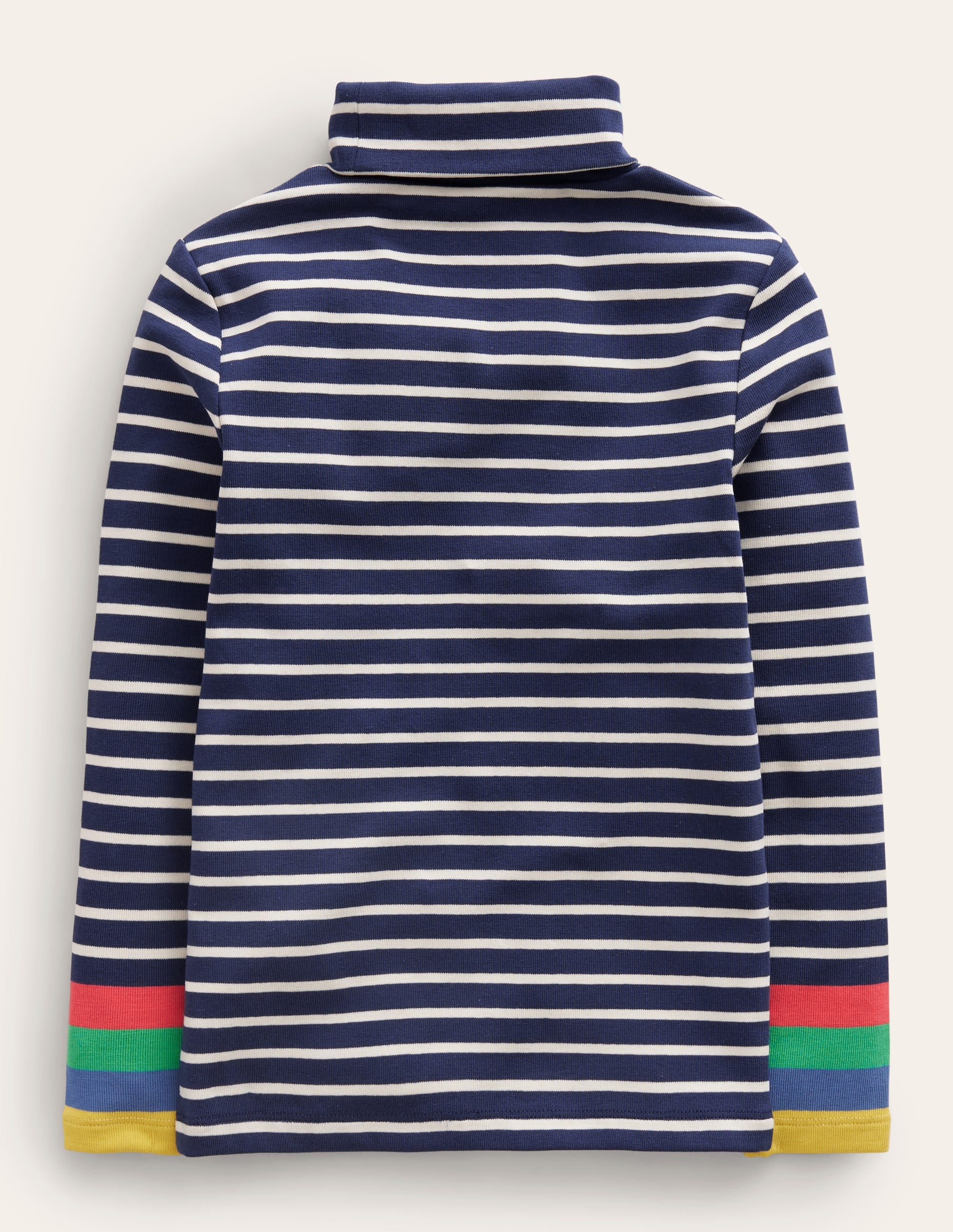 Superweiches Oberteil mit Rollkragen-Marineblau/Naturweiß Bunte Manschette - Image 2