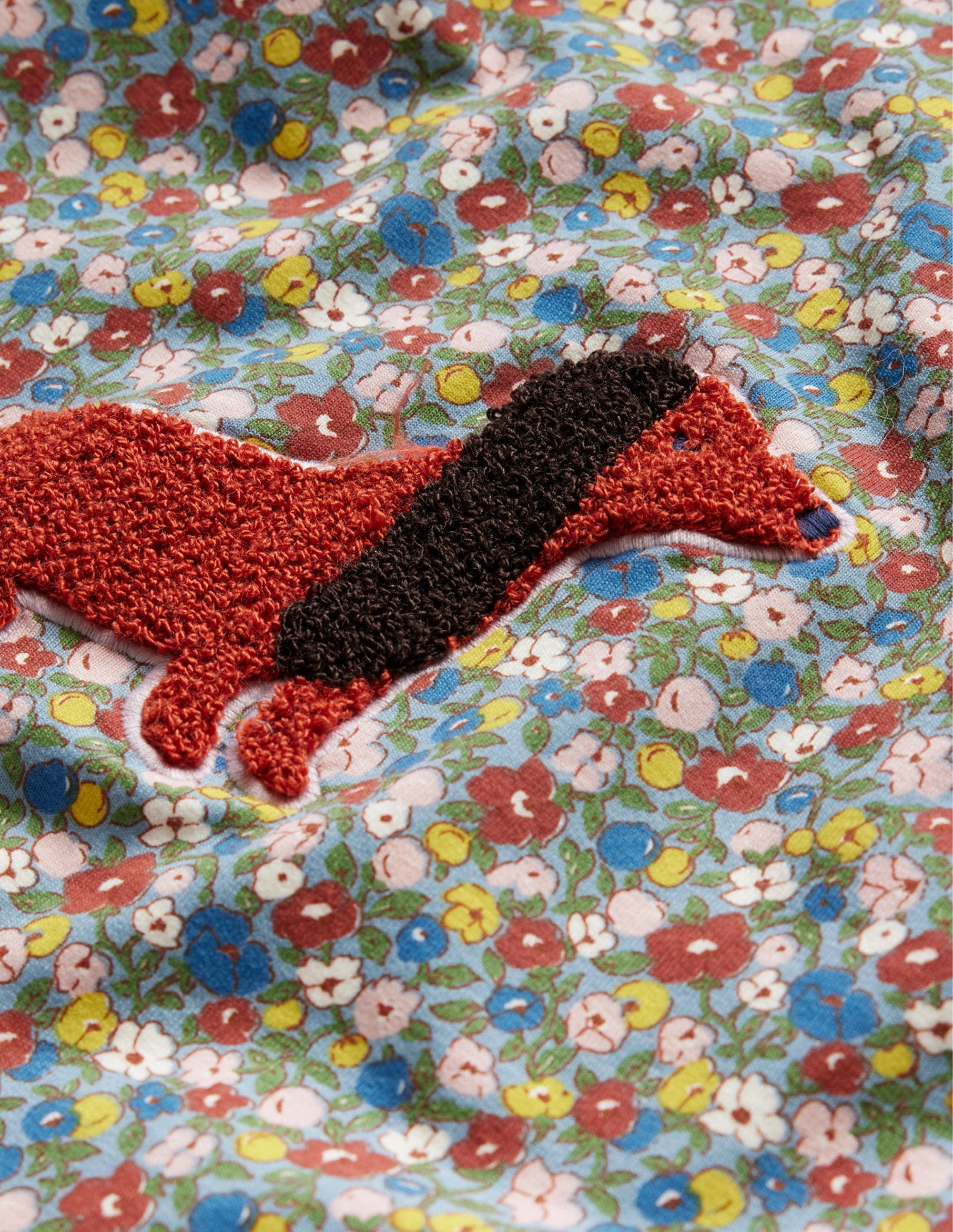 Sweatkleid mit Applikation-Kiesblau Blume Hund - Image 3