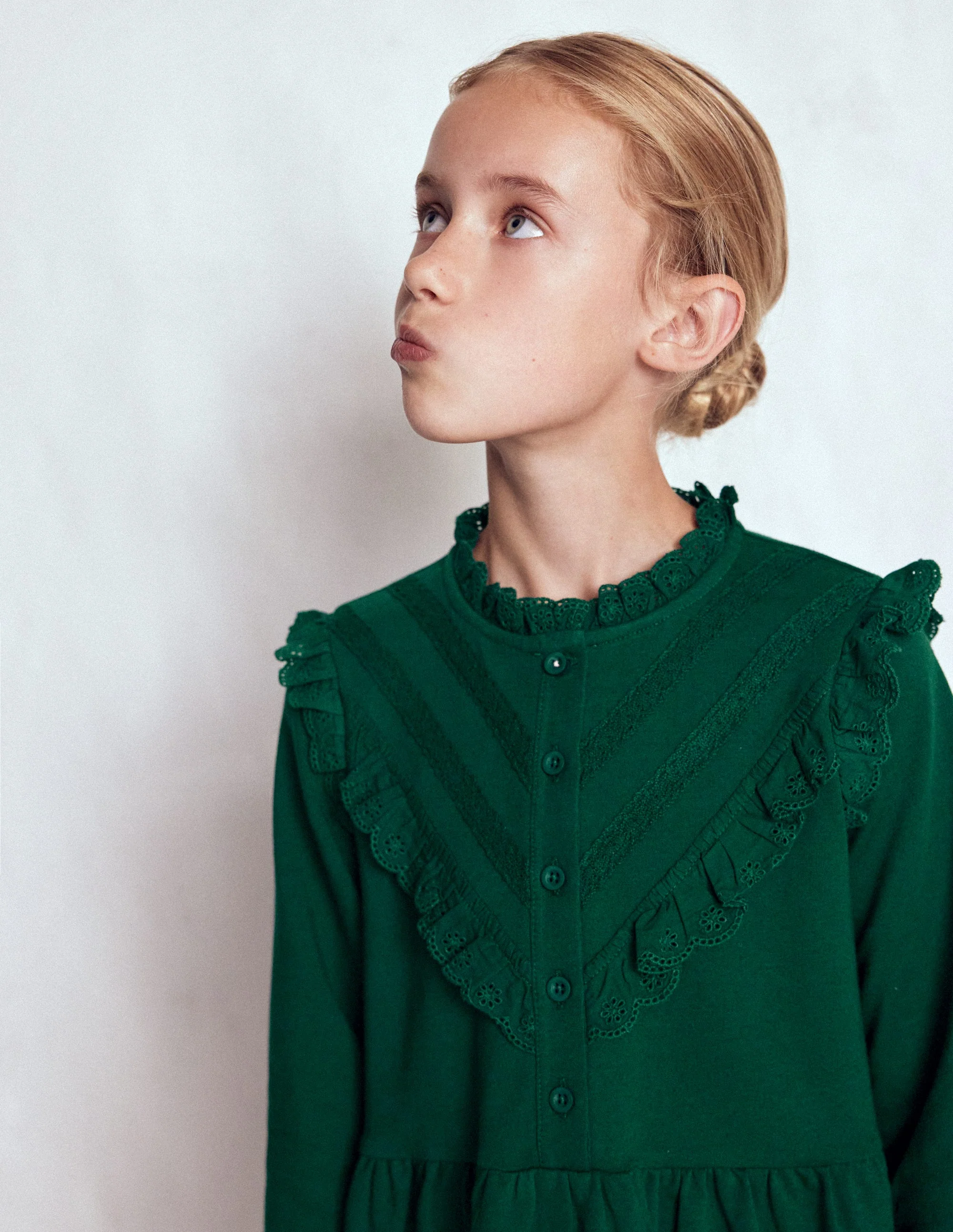Sweatkleid mit Spitzenbesatz-Dunkles Smaragdgrün - Image 2