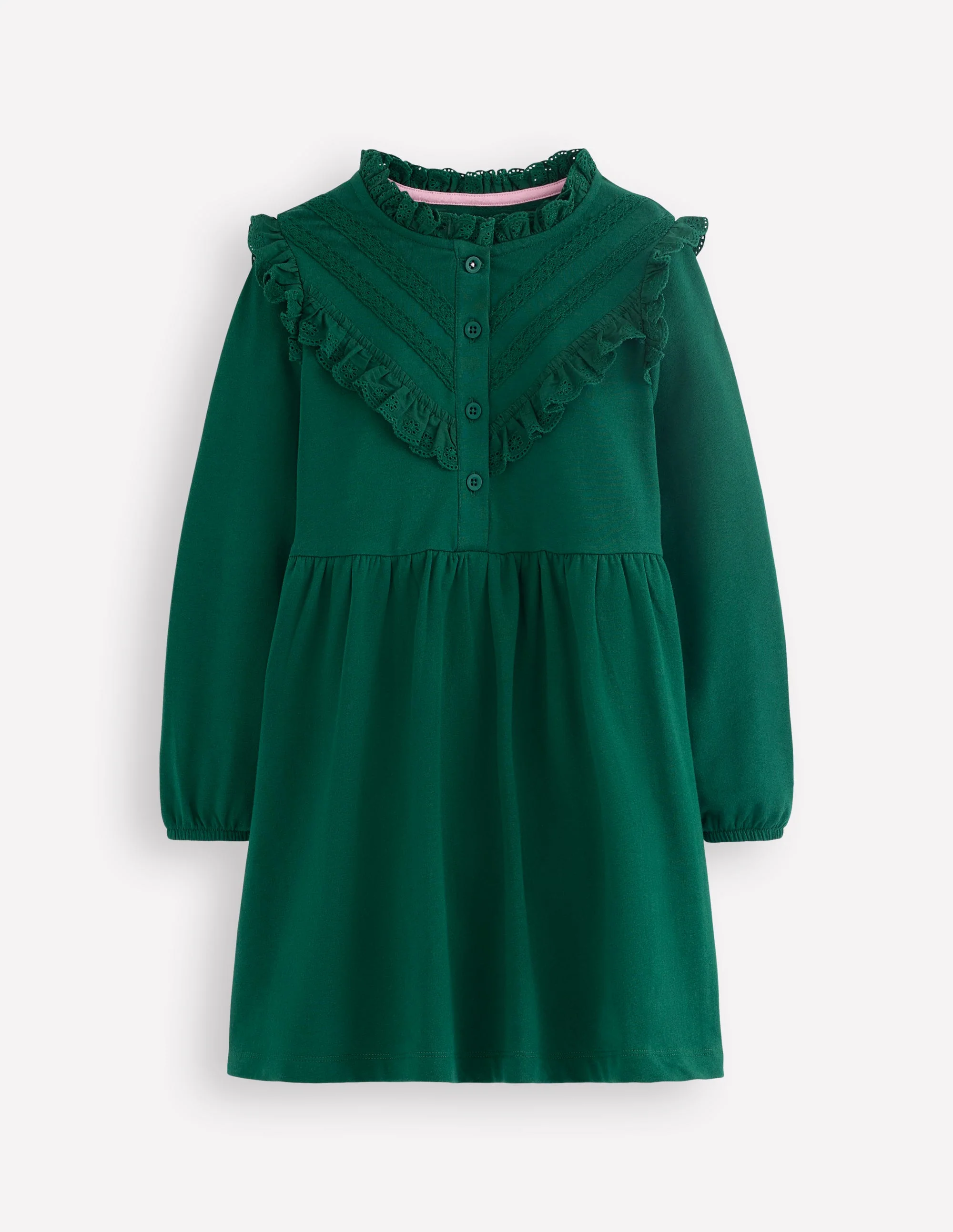 Sweatkleid mit Spitzenbesatz-Dunkles Smaragdgrün - Image 5