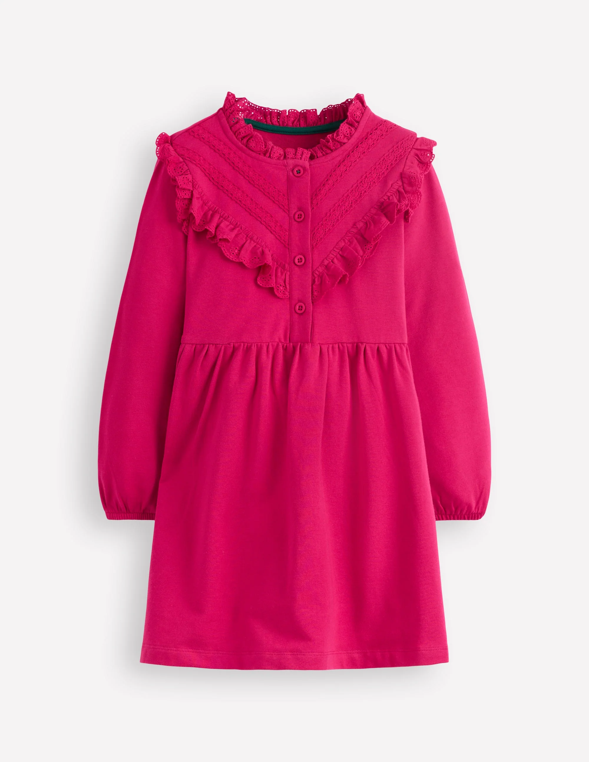 Sweatkleid mit Spitzenbesatz-Kirschkonfitüre