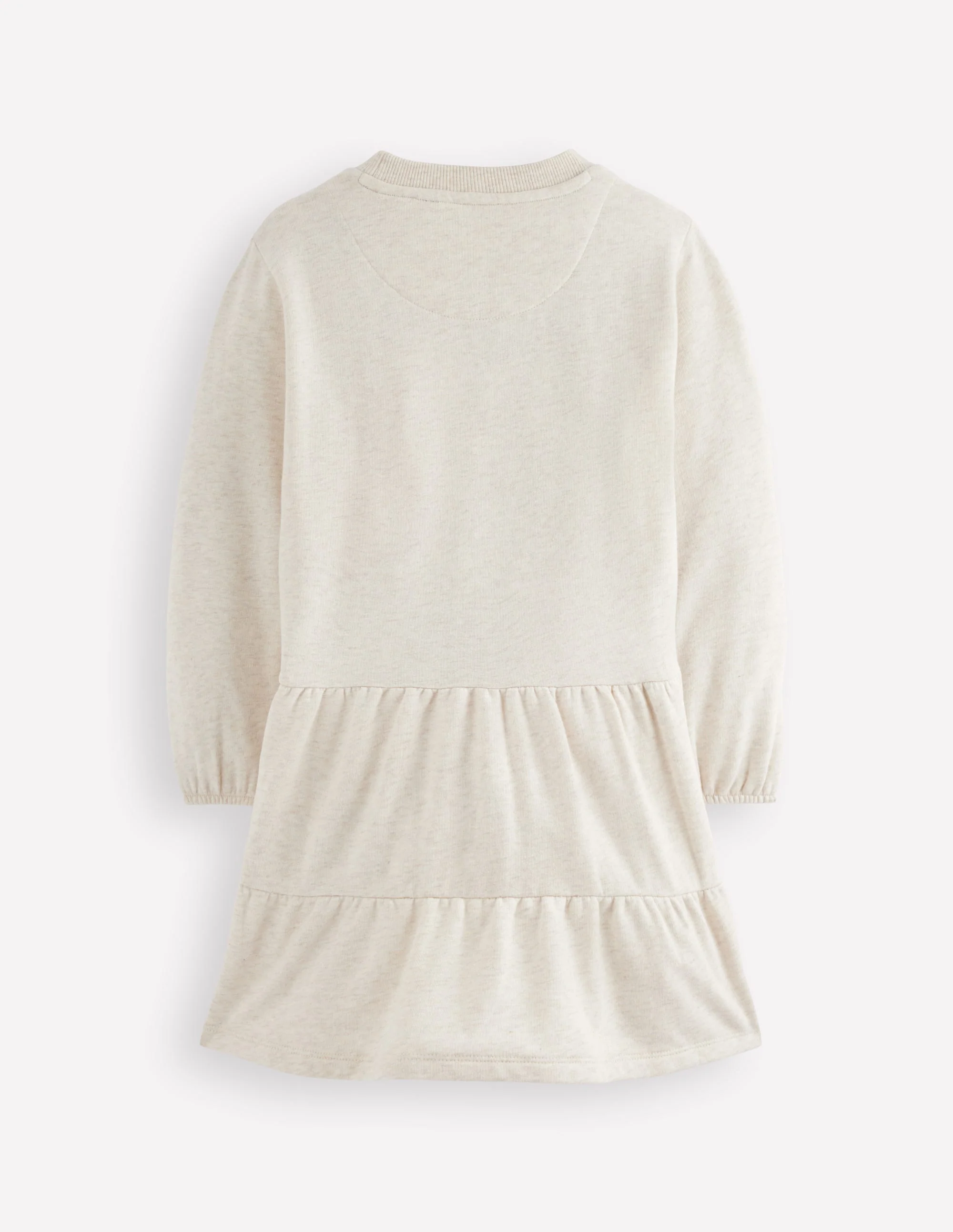 Sweatkleid mit tiefer Taille-Haferbeige Meliert Applikation - Image 2