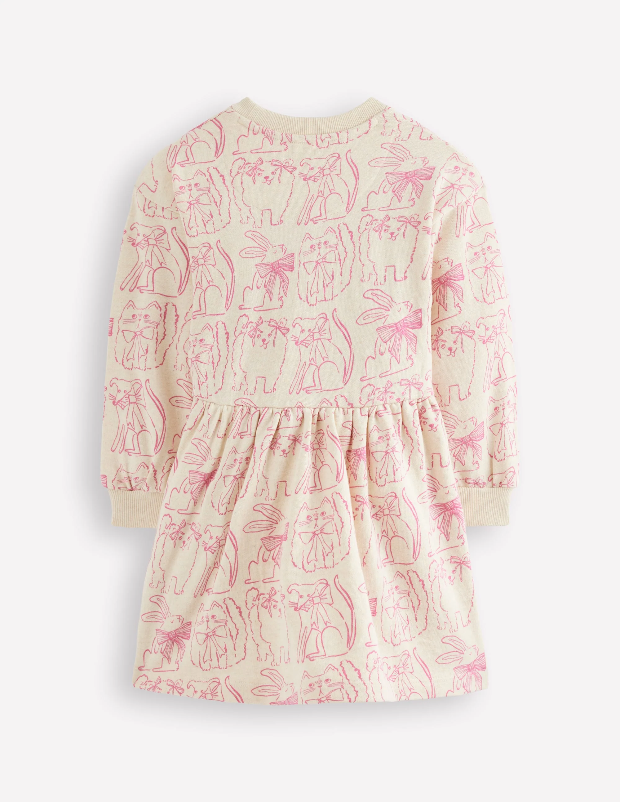 Sweatkleid mit überschnittener Schulter-Haferbeige Meliert Lieblingstiere - Image 2