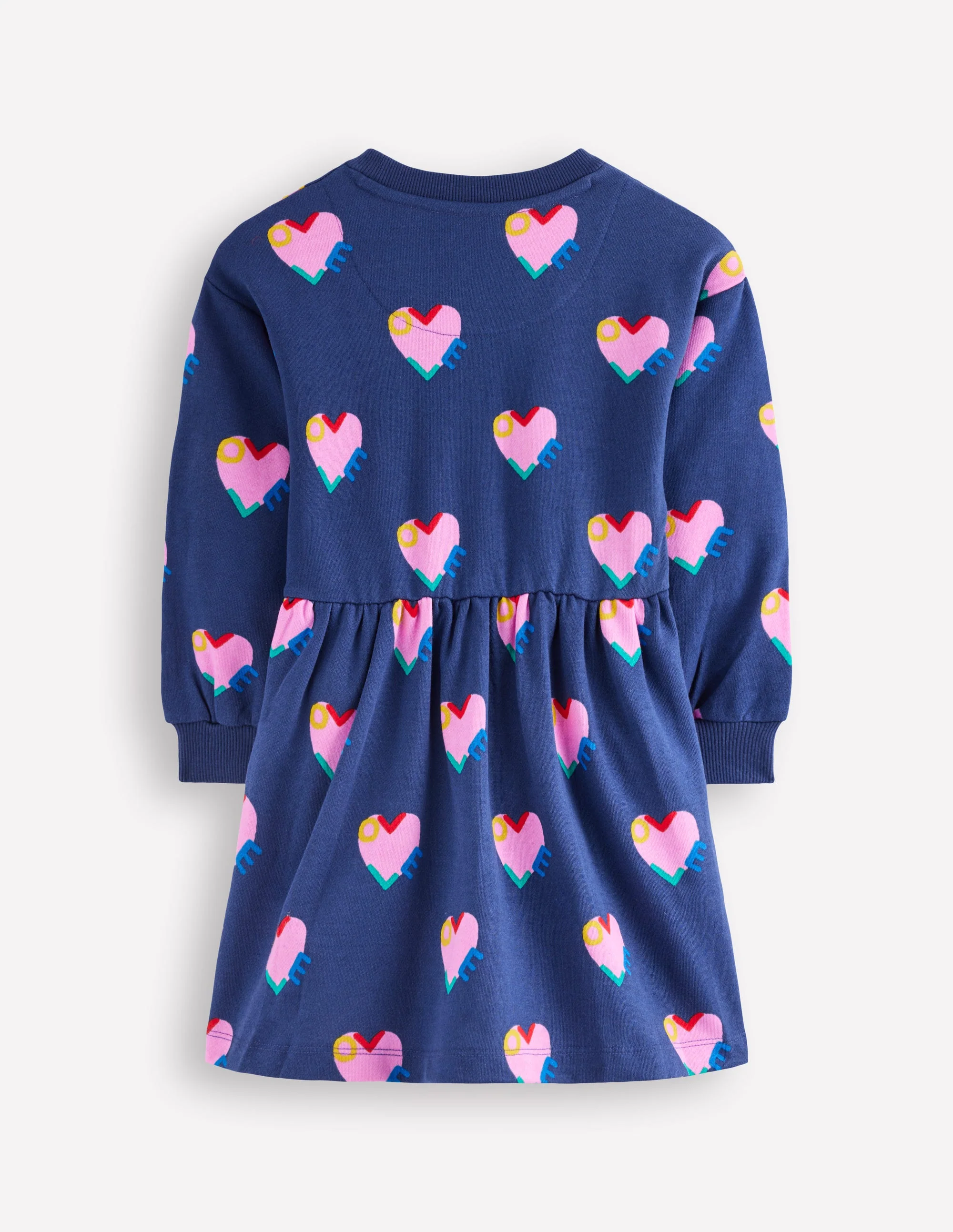Sweatkleid mit überschnittener Schulter-Steuerbordblau Liebesherzen - Image 2