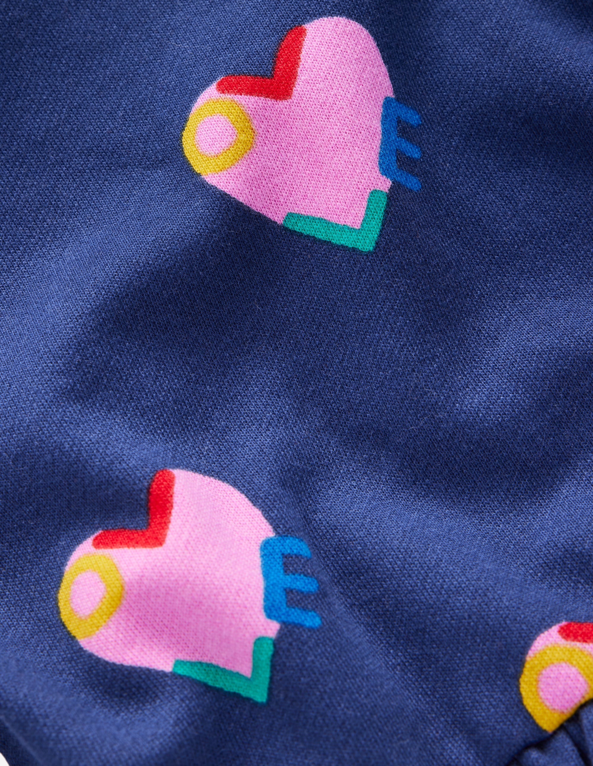 Sweatkleid mit überschnittener Schulter-Steuerbordblau Liebesherzen - Image 3