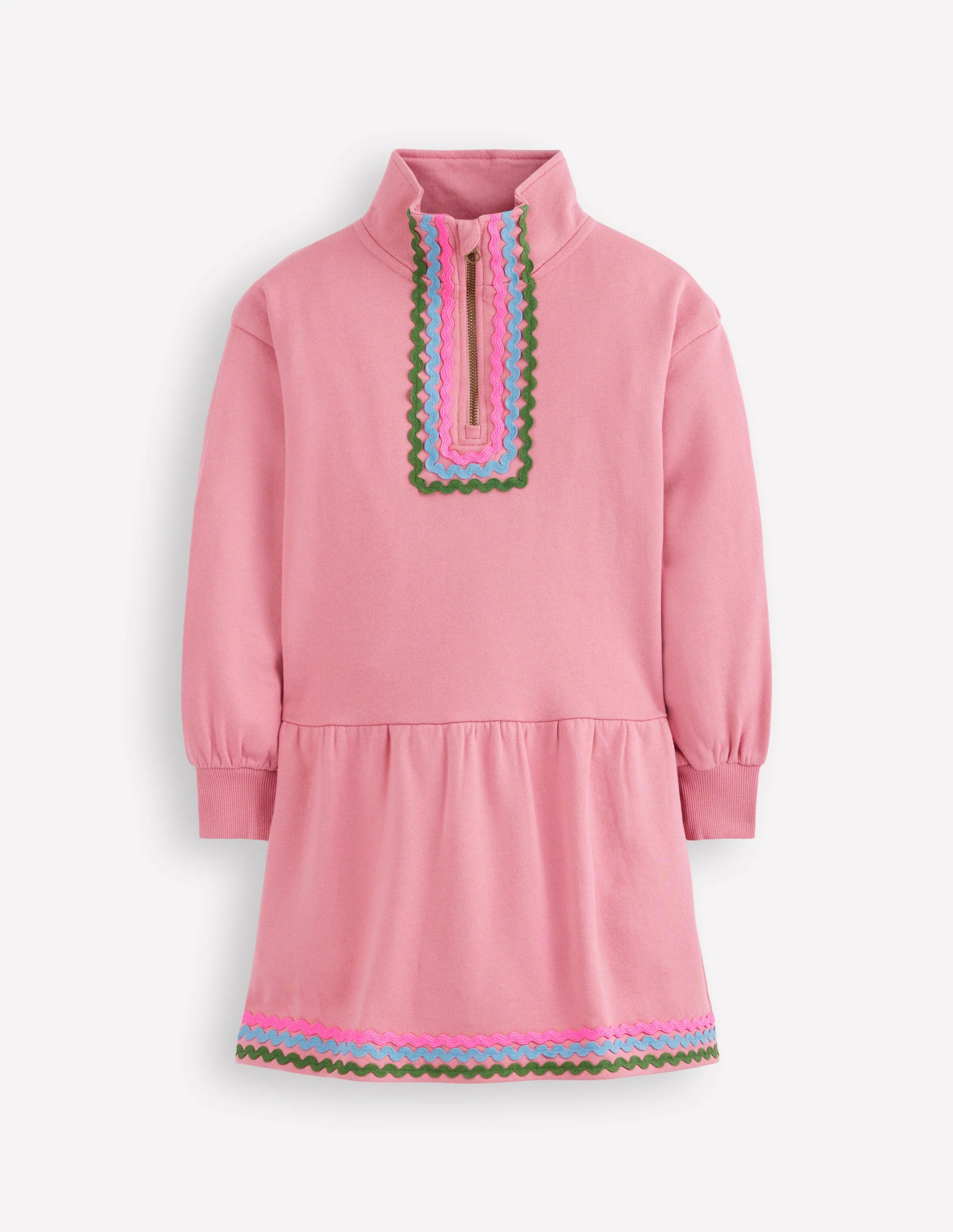 Sweatshirt-Kleid mit halbem Reißverschluss-Rosa Schleier