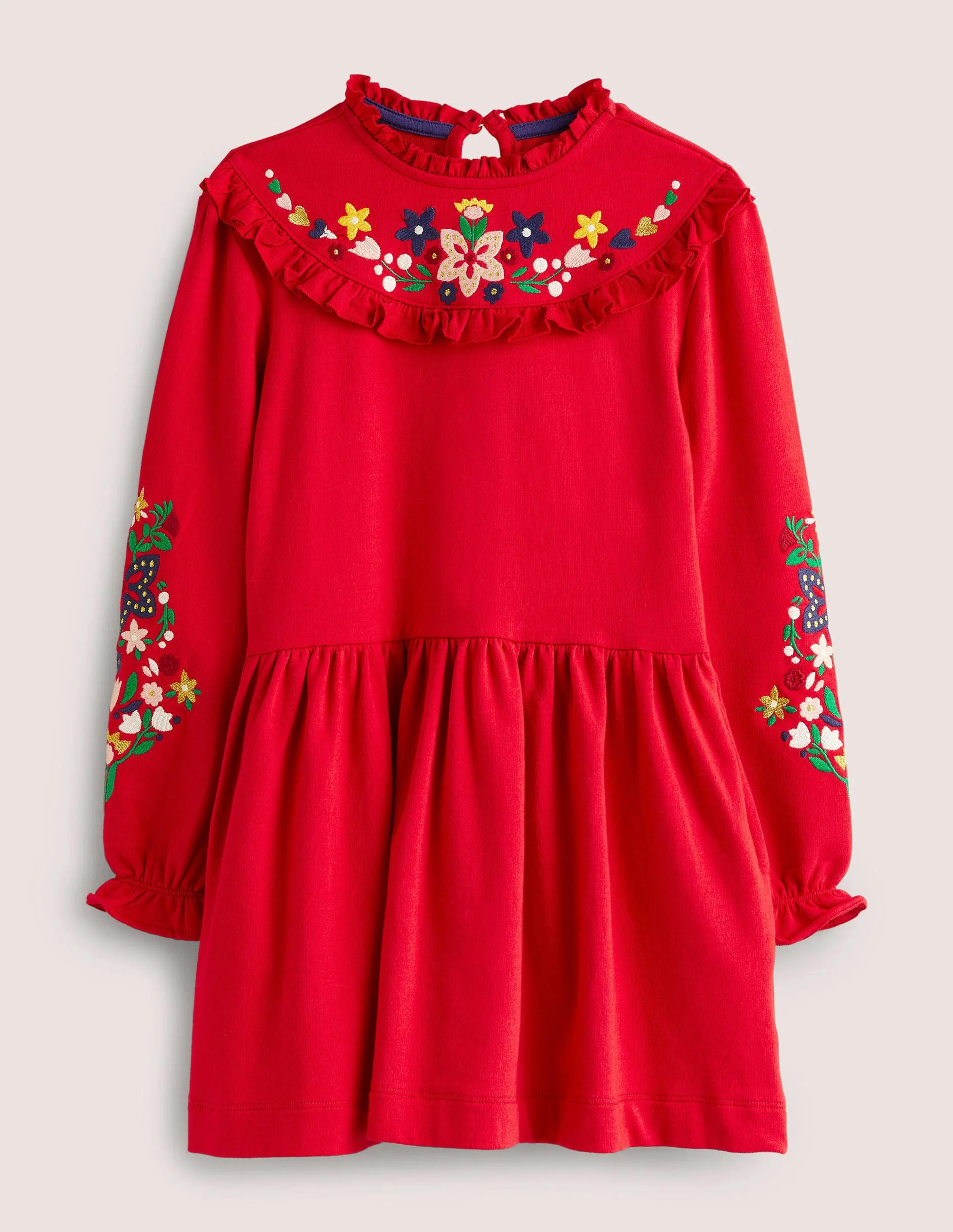 Sweatshirt-Kleid mit Stickerei-Rockabilly-Rot
