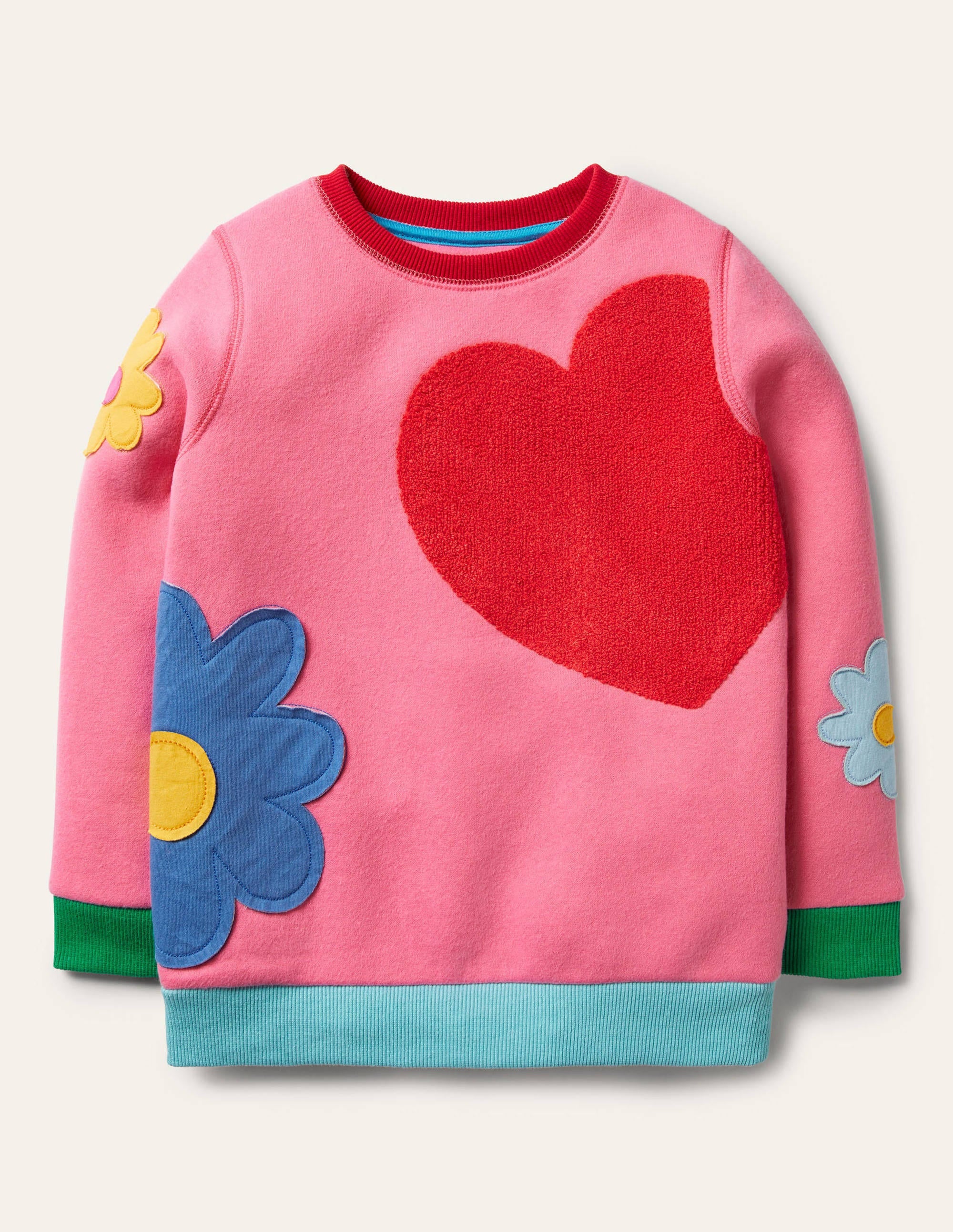 Sweatshirt mit Applikation-Helles Blütenrosa, Herz - Image 2