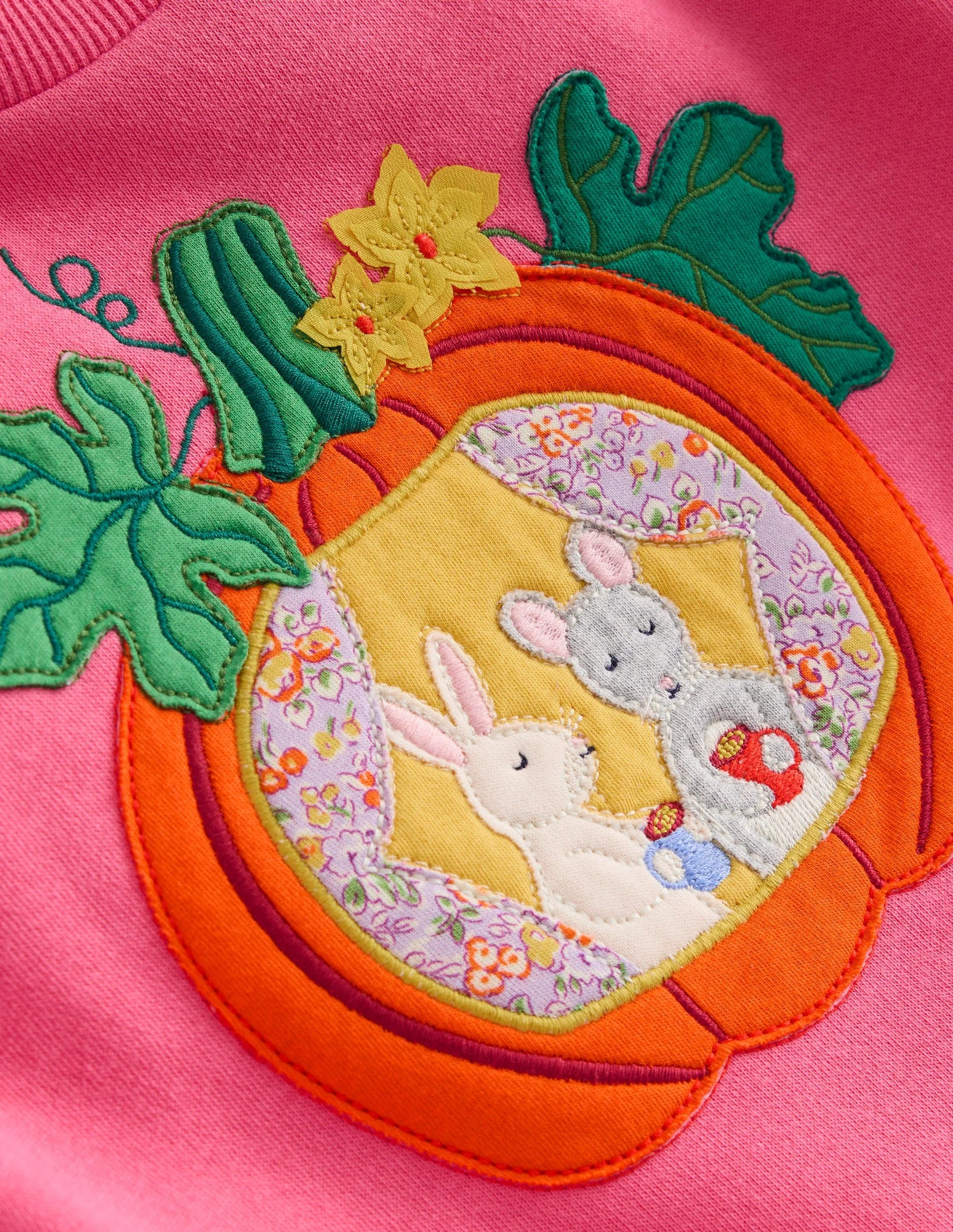Sweatshirt mit Applikation-Rosenblütenrosa Kürbishaus - Image 3