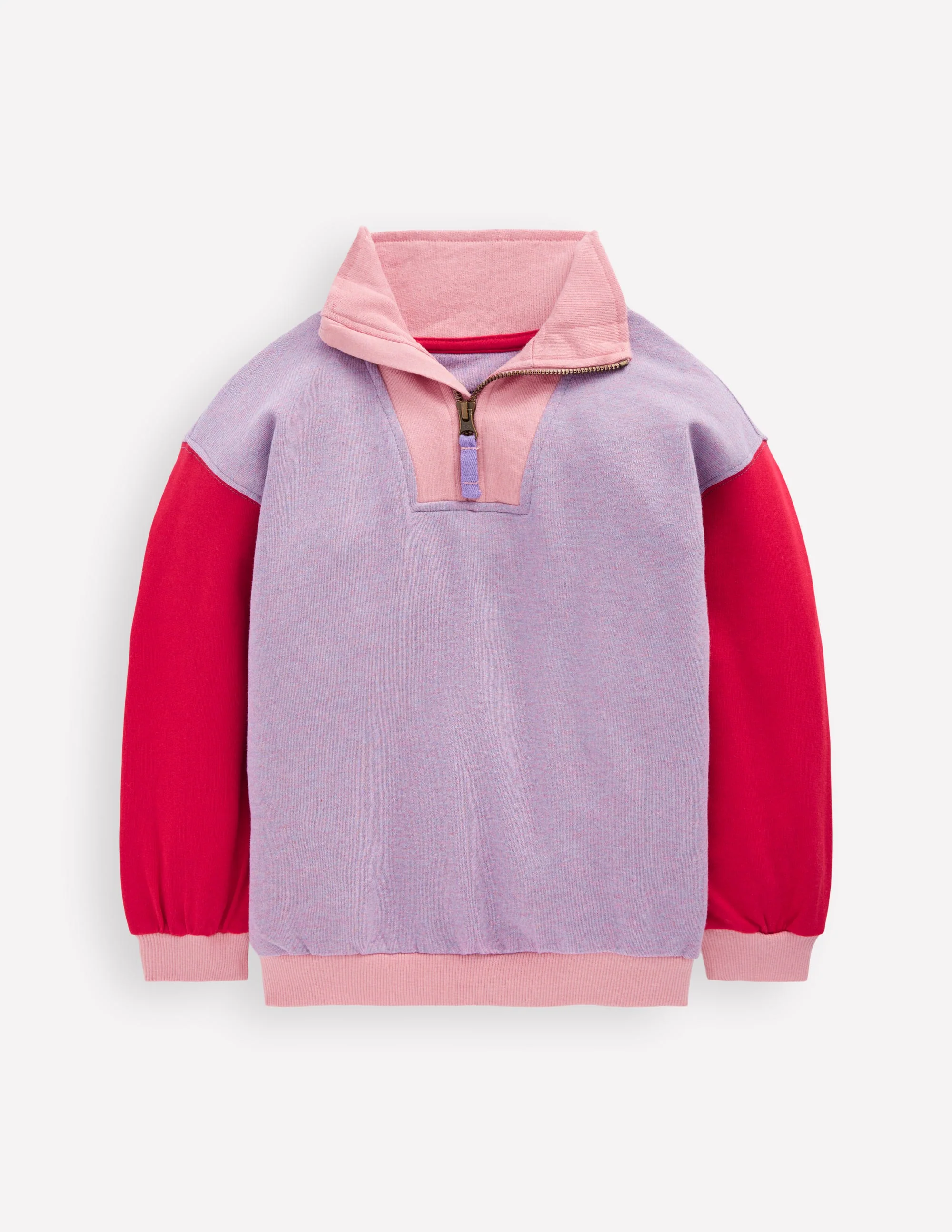 Sweatshirt mit Halbreißverschluss-Lila/Rot - Image 2
