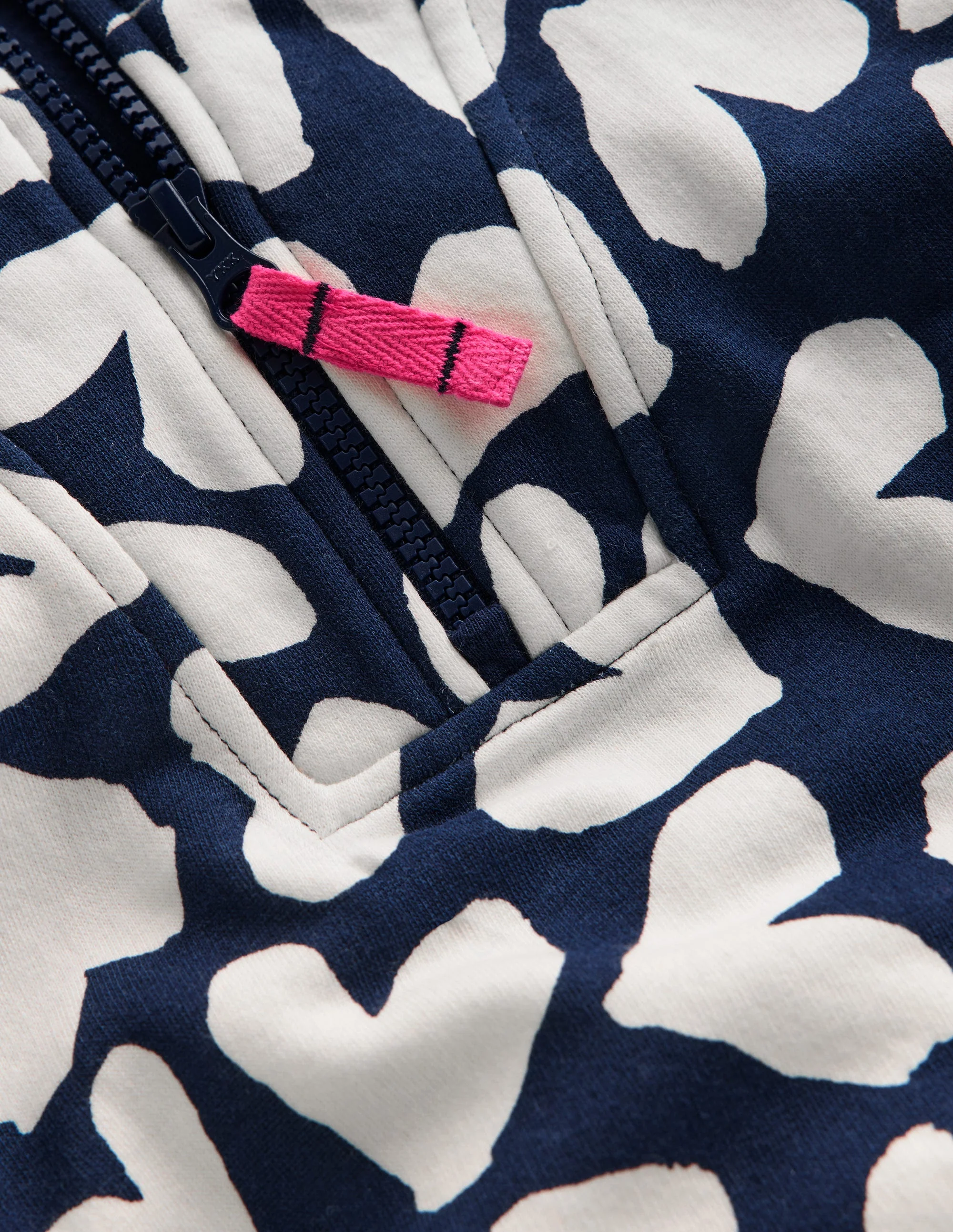 Sweatshirt mit Halbreißverschluss-Marineblau Herzen - Image 3