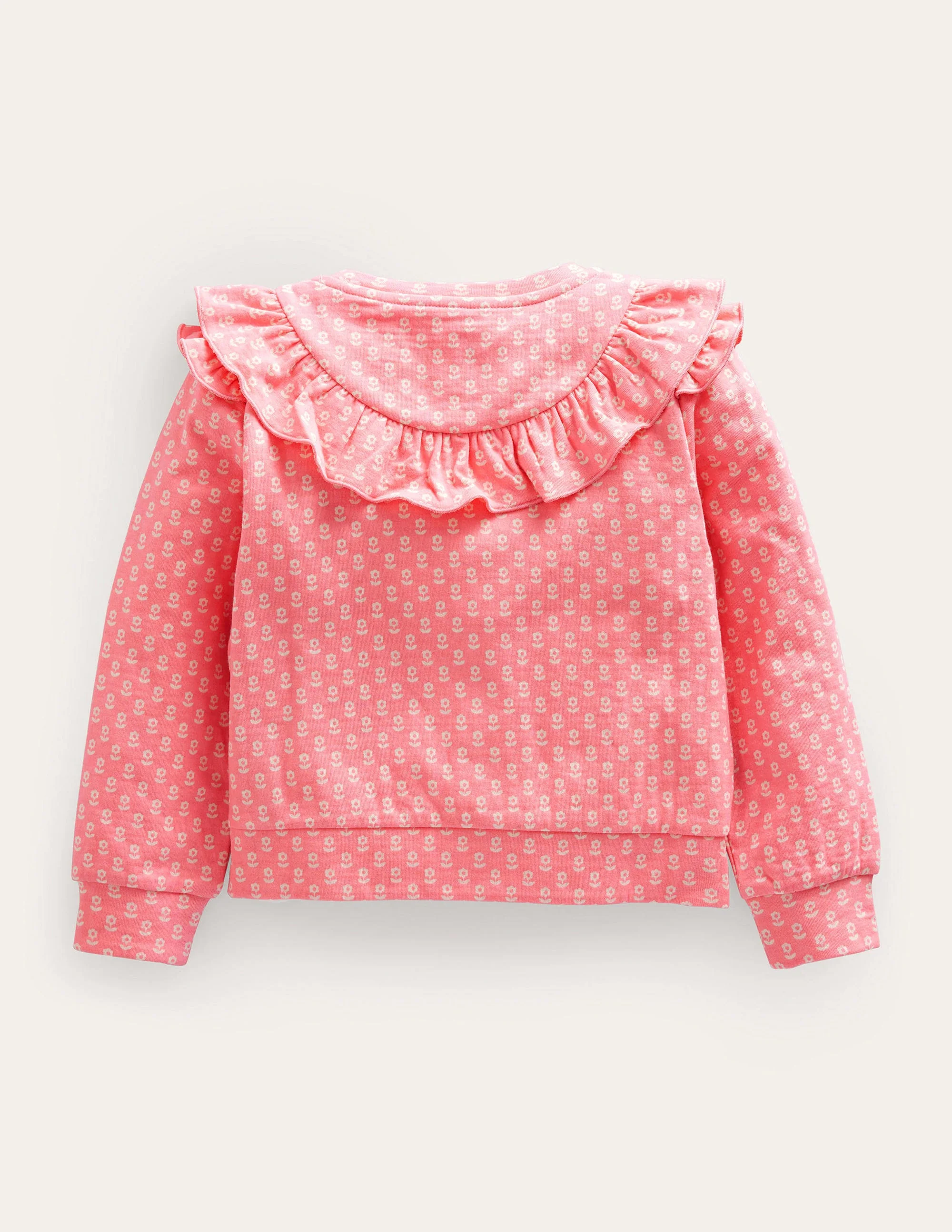 Sweatshirt mit Rüschen-Krabbenrot/Rosa, Blumenmuster - Image 2
