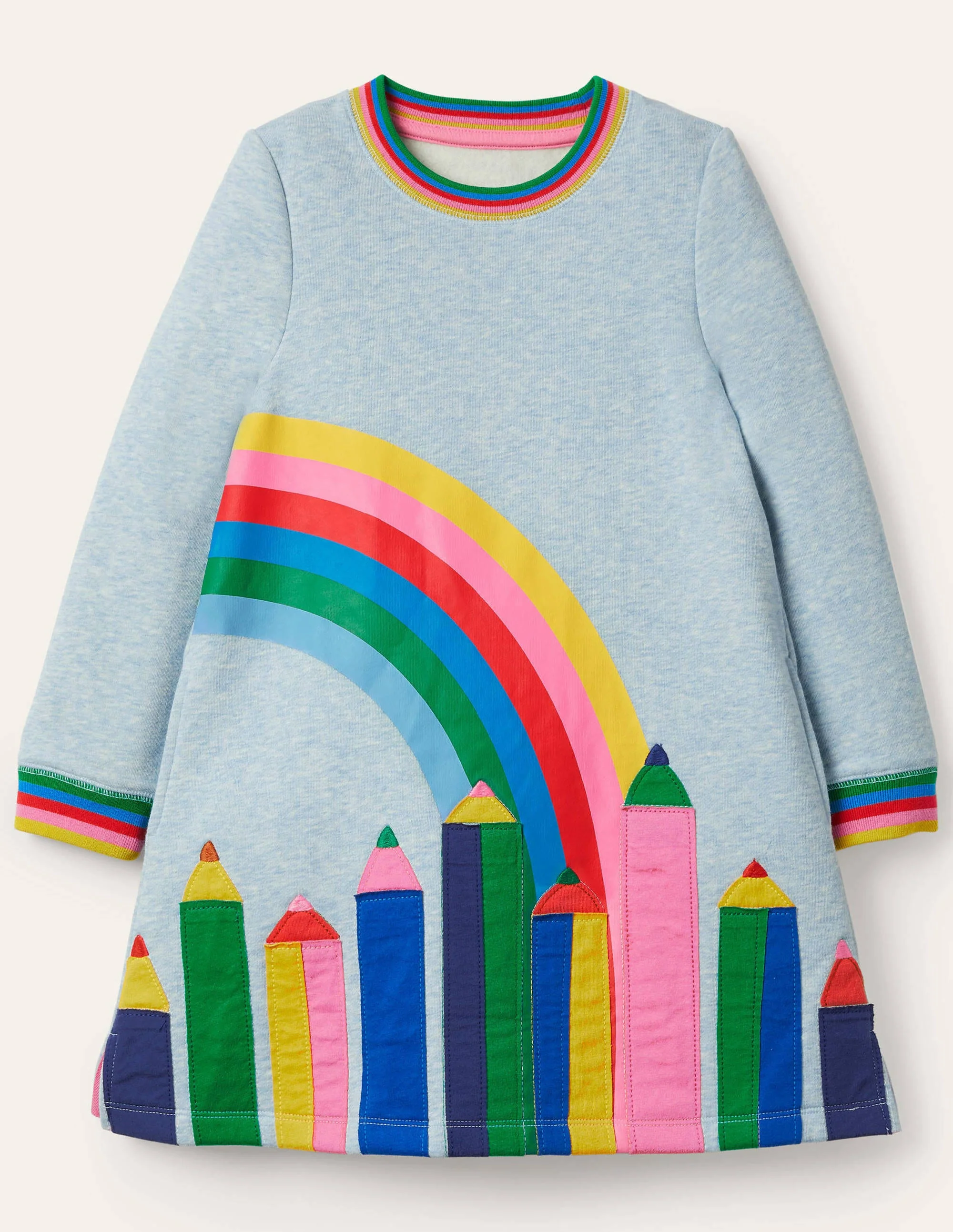 Sweatshirtkleid mit Applikation-Hellblau, Bleistifte