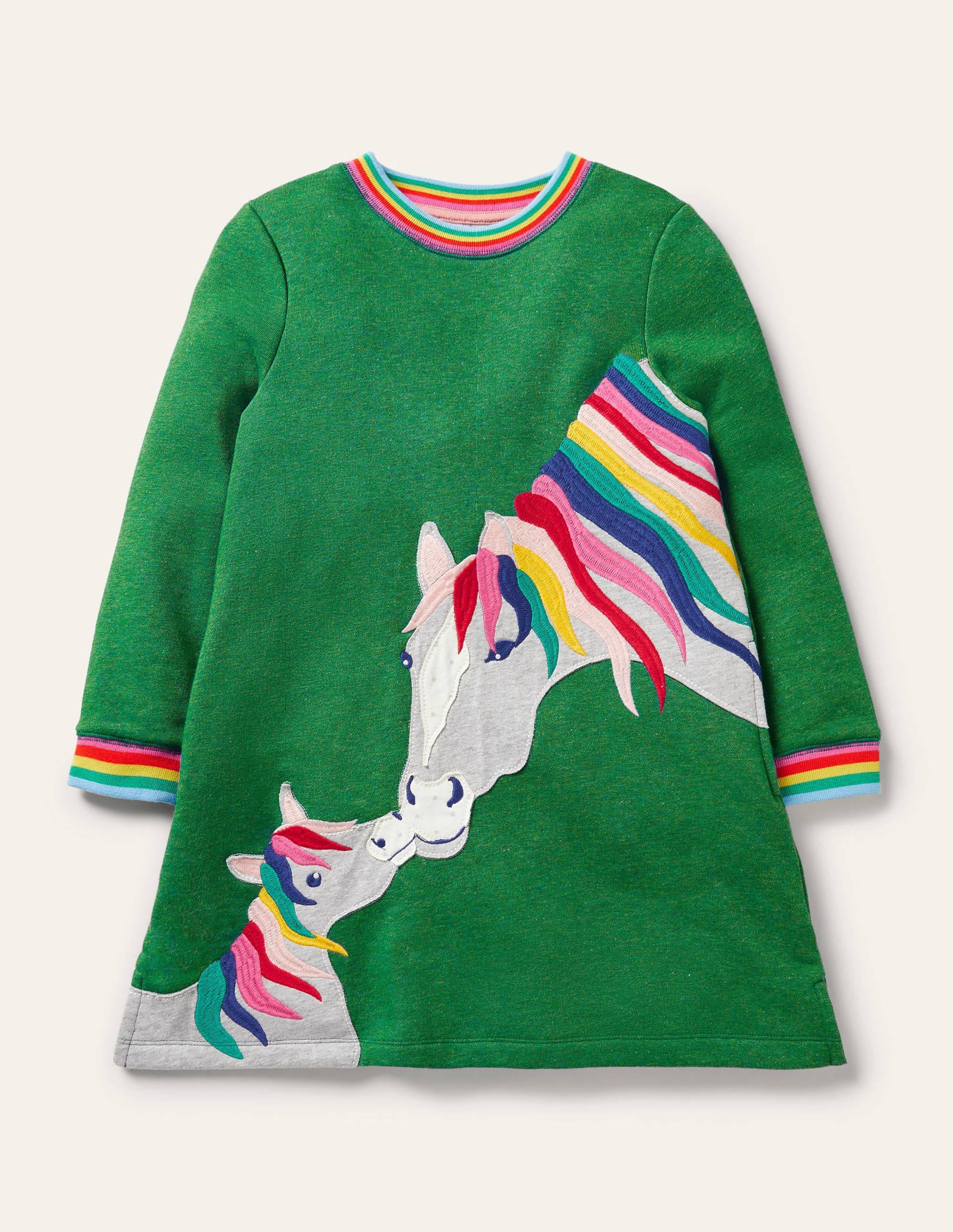 Sweatshirtkleid mit Applikation-Schottengrün, Pferde