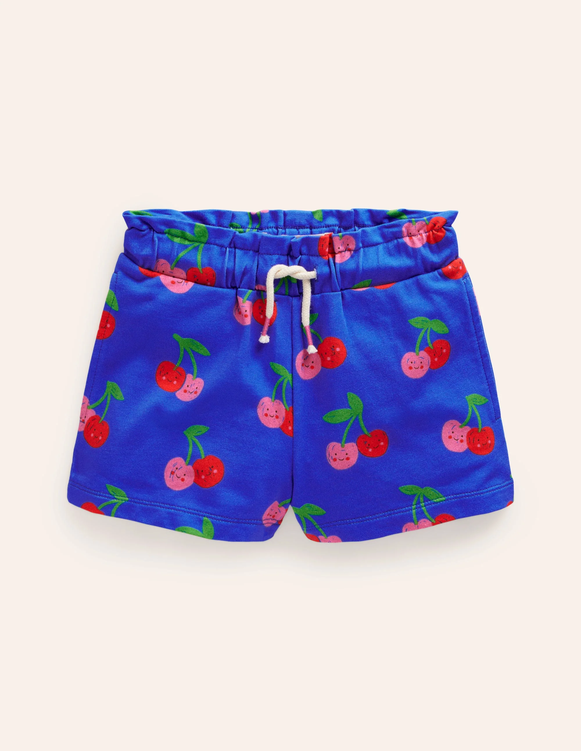 Sweatshorts mit gerüschter Taille-Cabana-Blau Kirschen