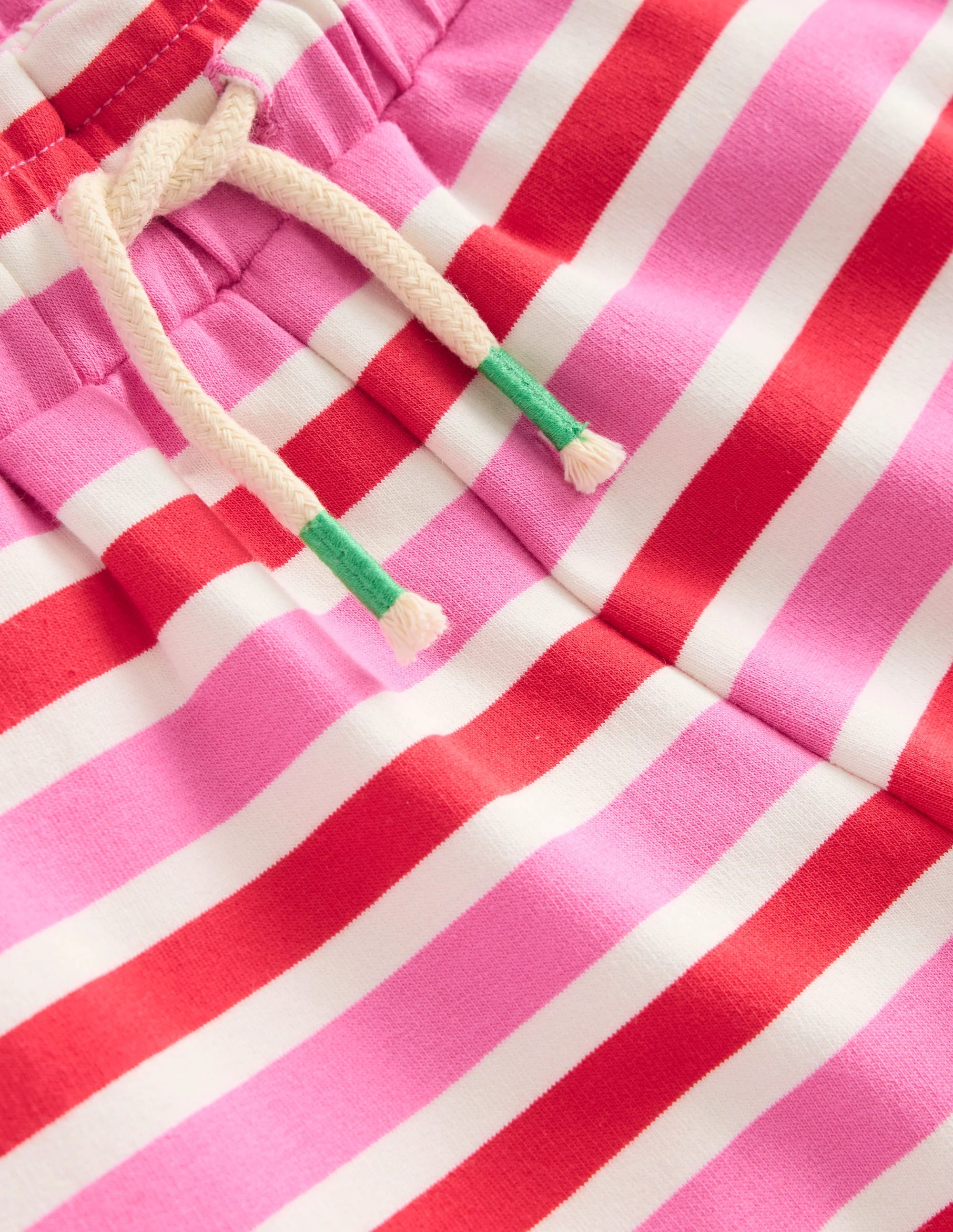 Sweatshorts mit gerüschter Taille-Mohnblumenrot/Rosa Streifen - Image 3