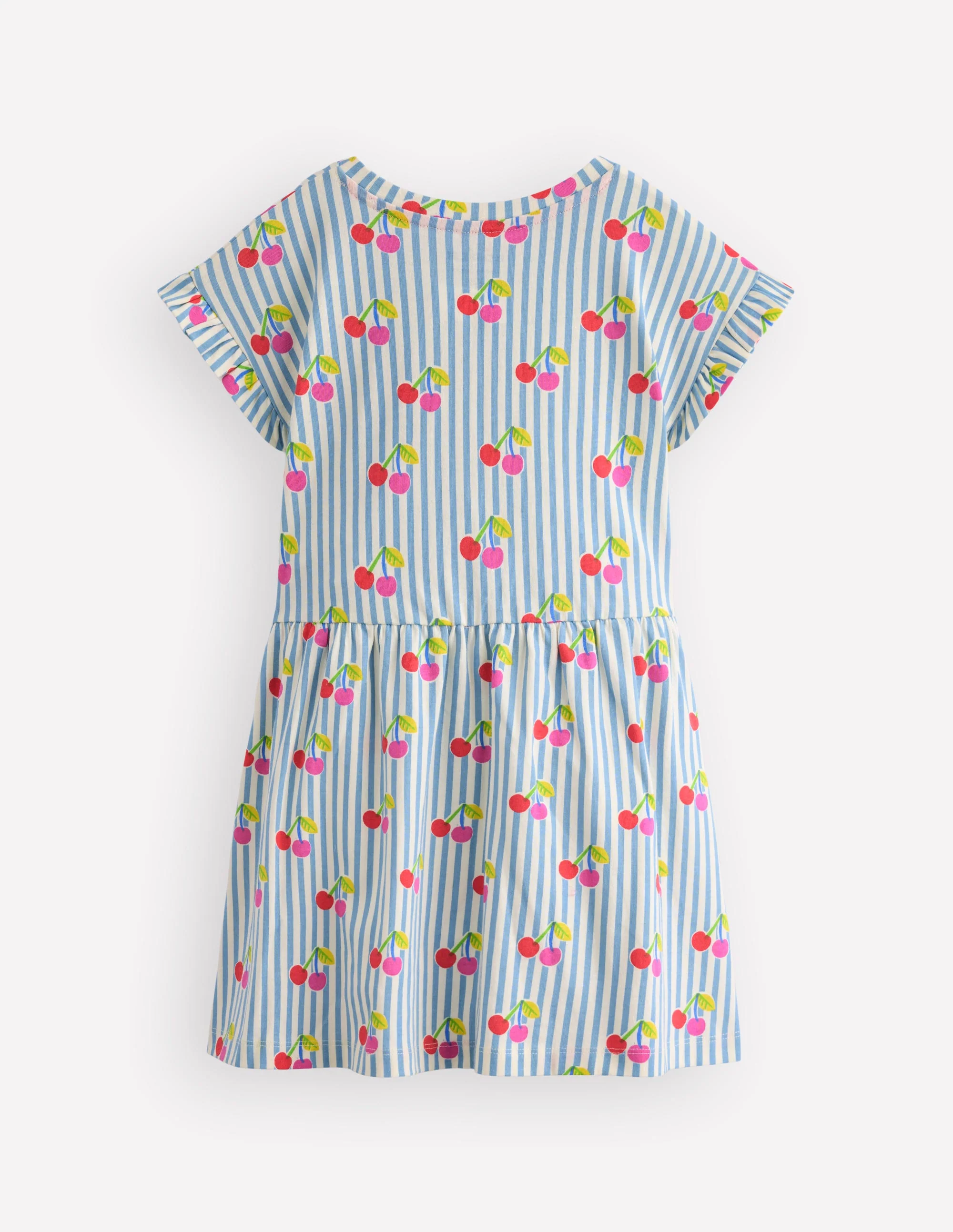 T-Shirt-Kleid aus Jersey-Blau Kirsche Streifen - Image 3