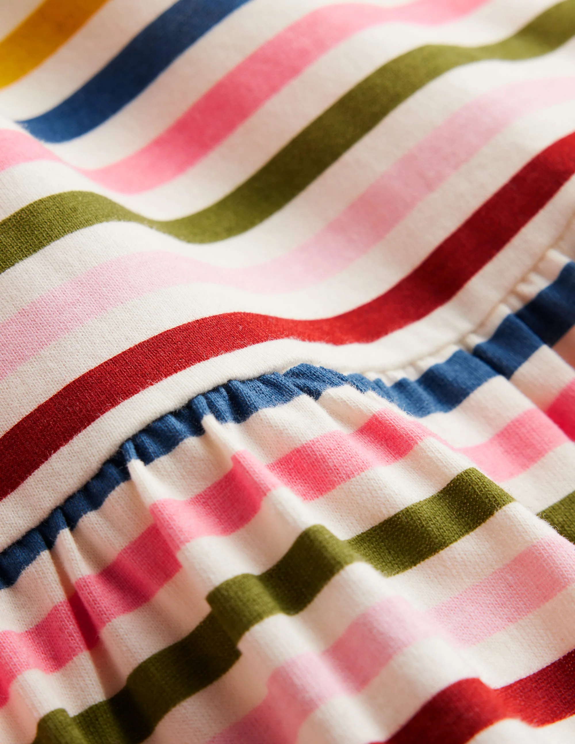 T-Shirt-Kleid aus Jersey-Kastanienbraun, Rosa und Blau Streifen - Image 3