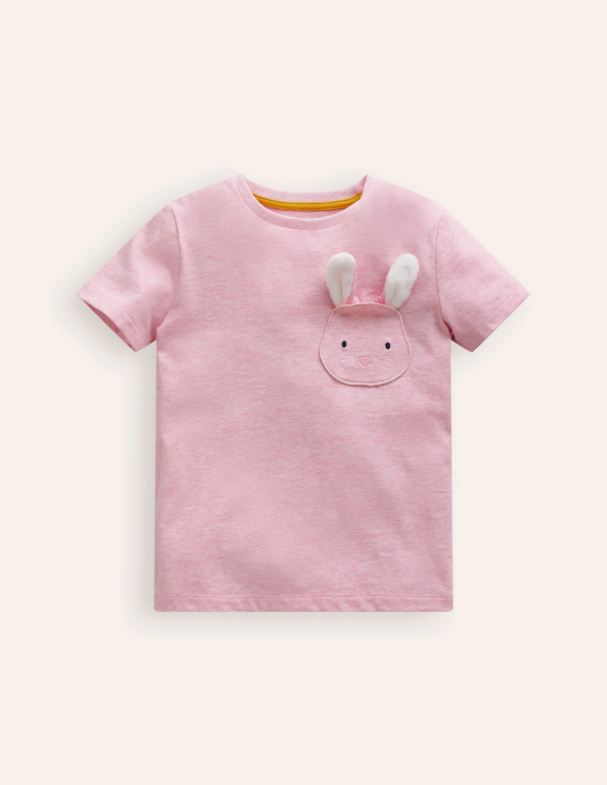 T-Shirt mit appliziertem Motiv-Rosa Meliert