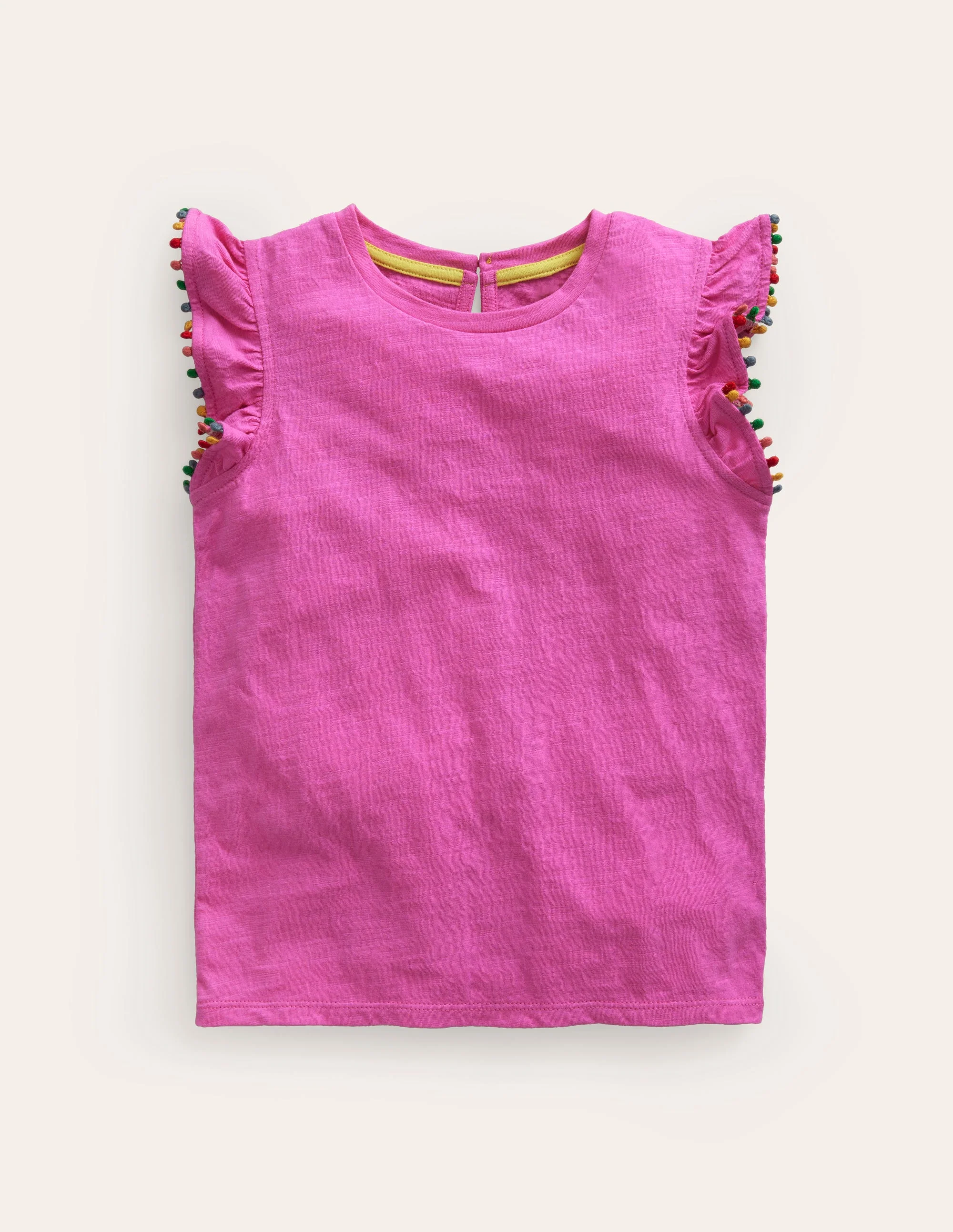 T-Shirt mit Bommelbesatz-Black