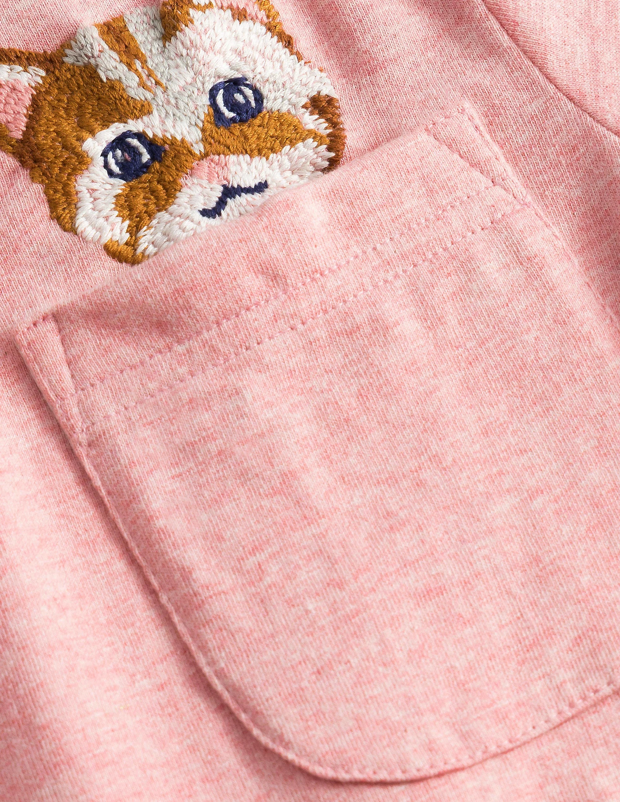 T-Shirt mit Eingrifftasche-Pfirsichrosa, Katze - Image 3
