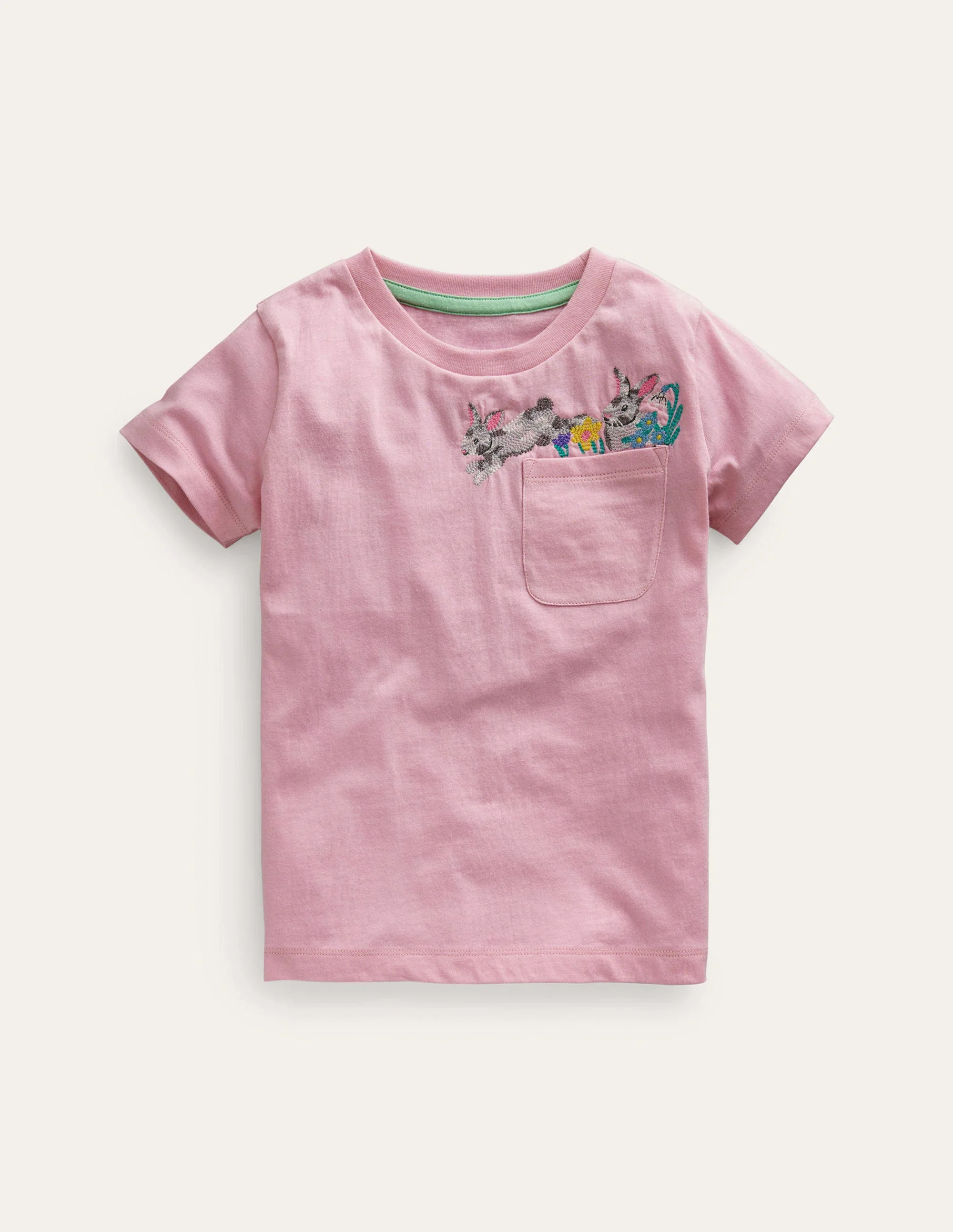 T-Shirt mit Eingrifftasche-Zuckererbse Rosa