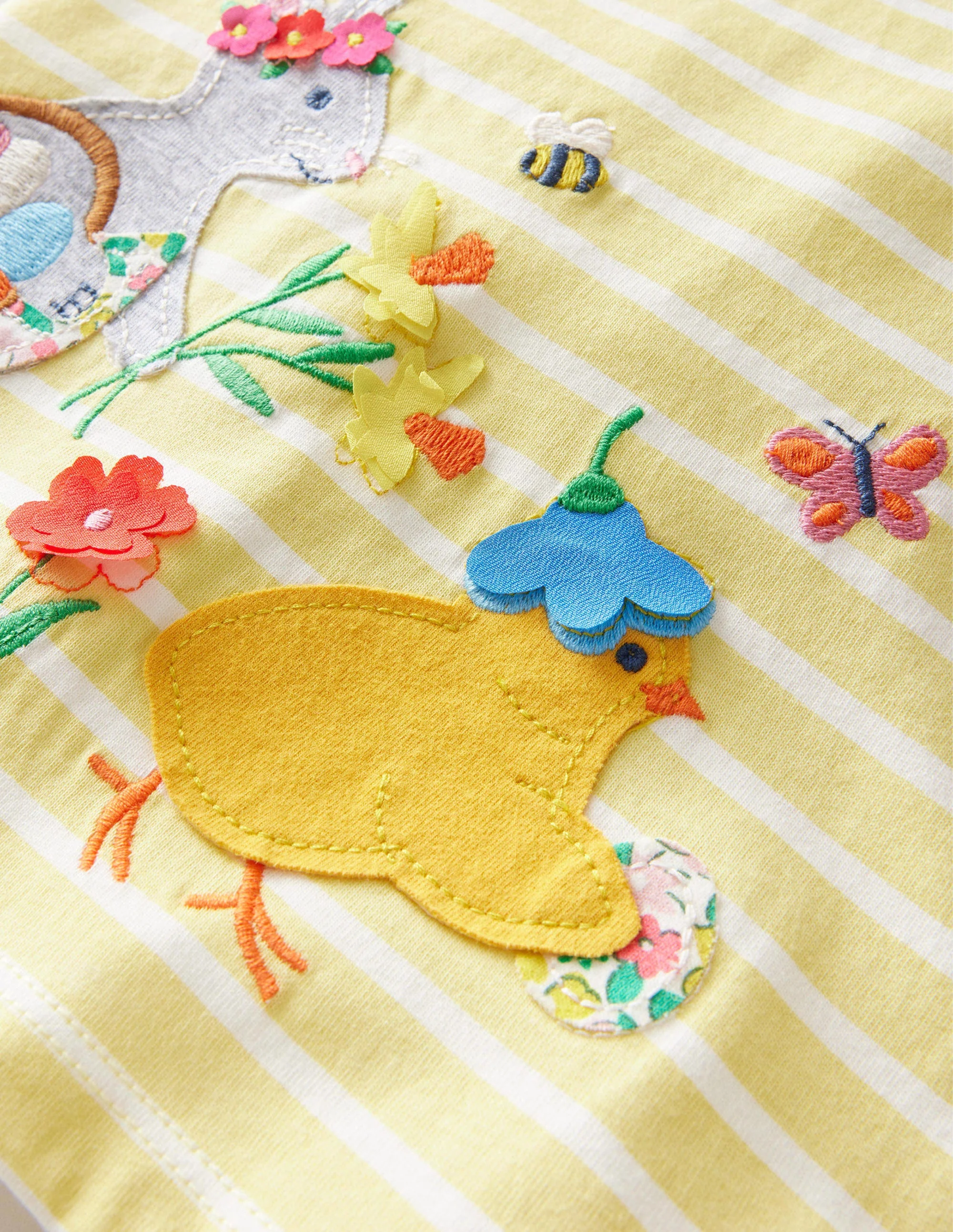 T-Shirt mit Flatterdetails-Naturweiß/Sanftes Zitronengelb, Ostern - Image 3