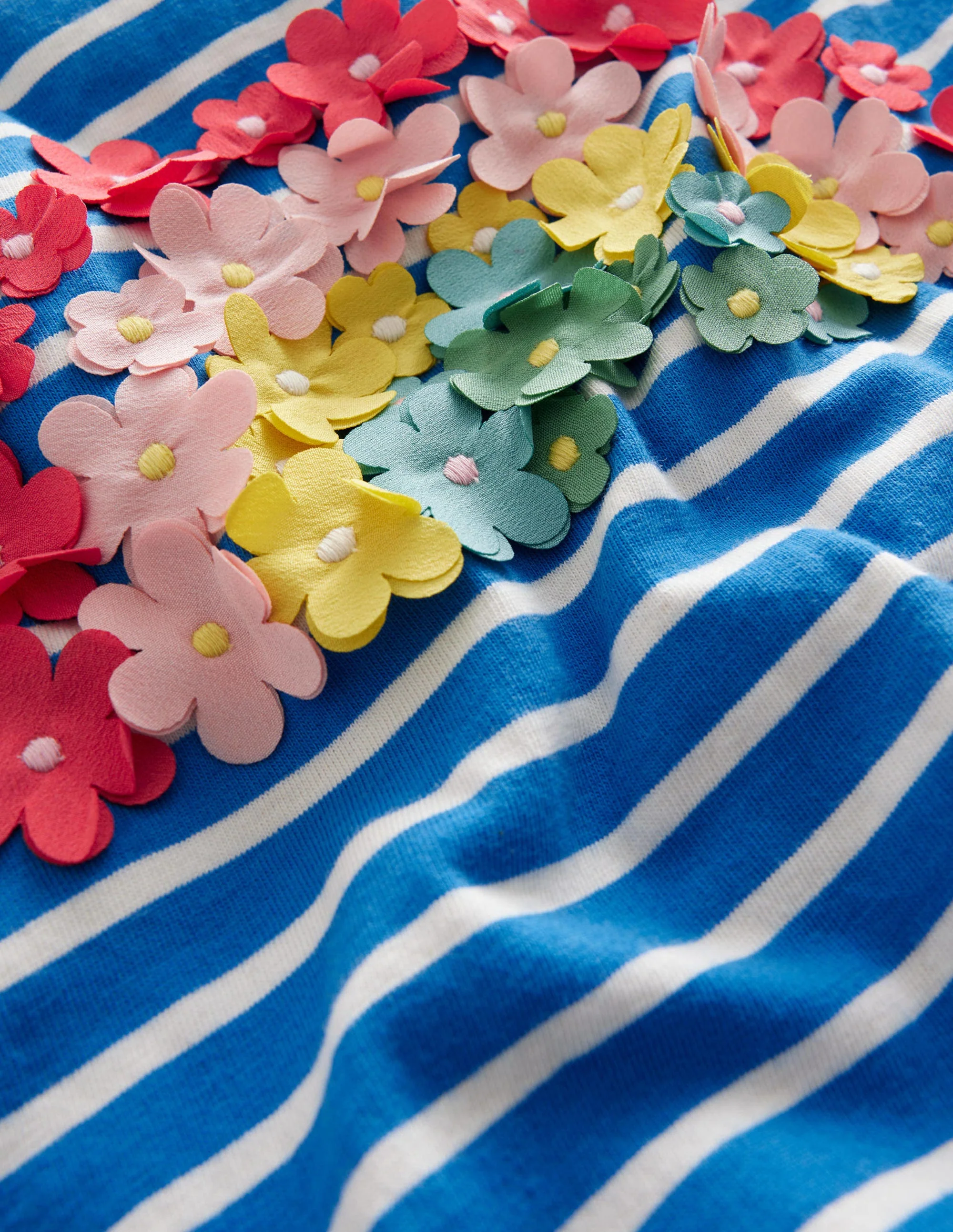 T-Shirt mit Flatterdetails-Strahlendes Marineblau/Naturweiß - Image 3