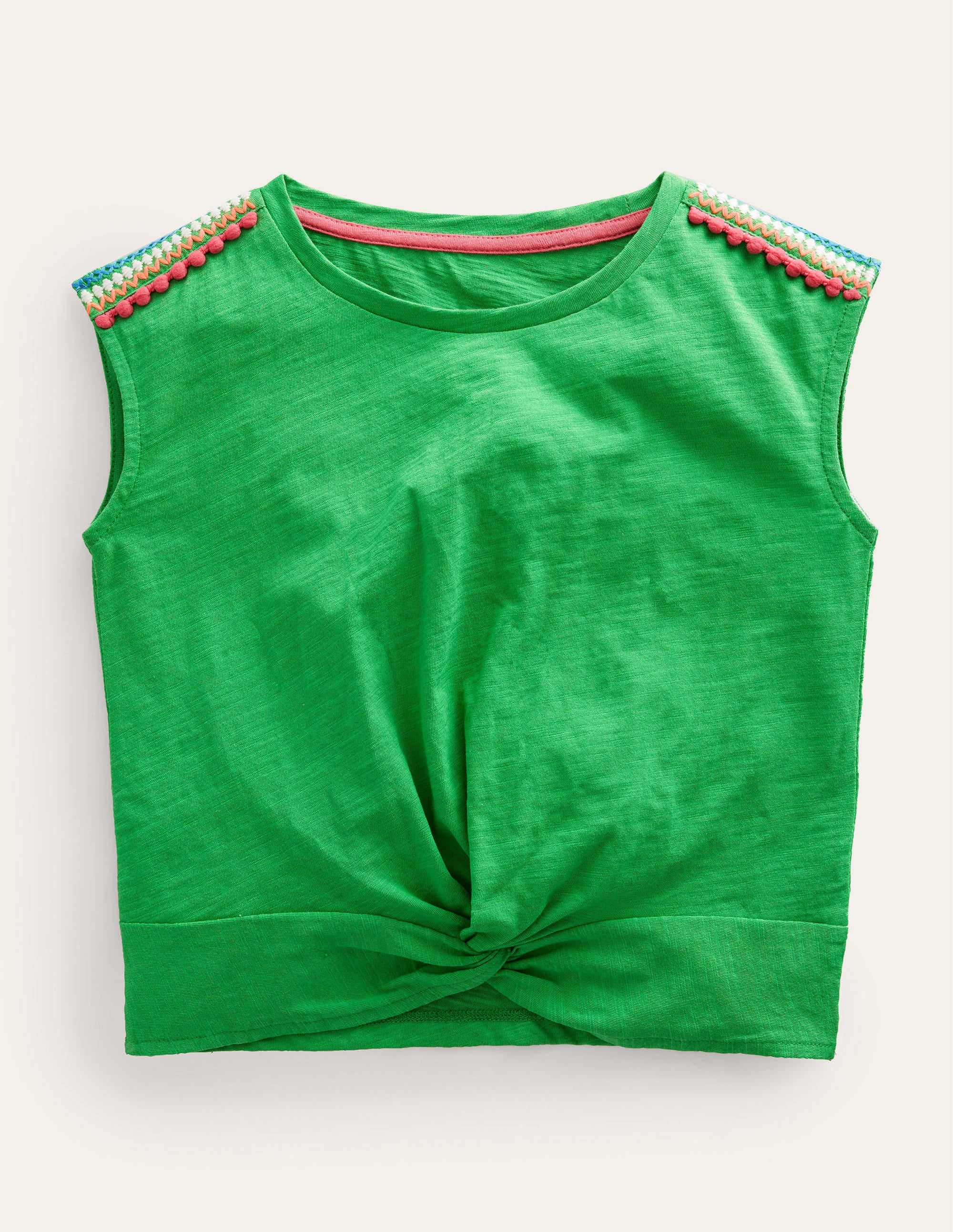 T-Shirt mit geraffter Vorderseite-Hellgrün