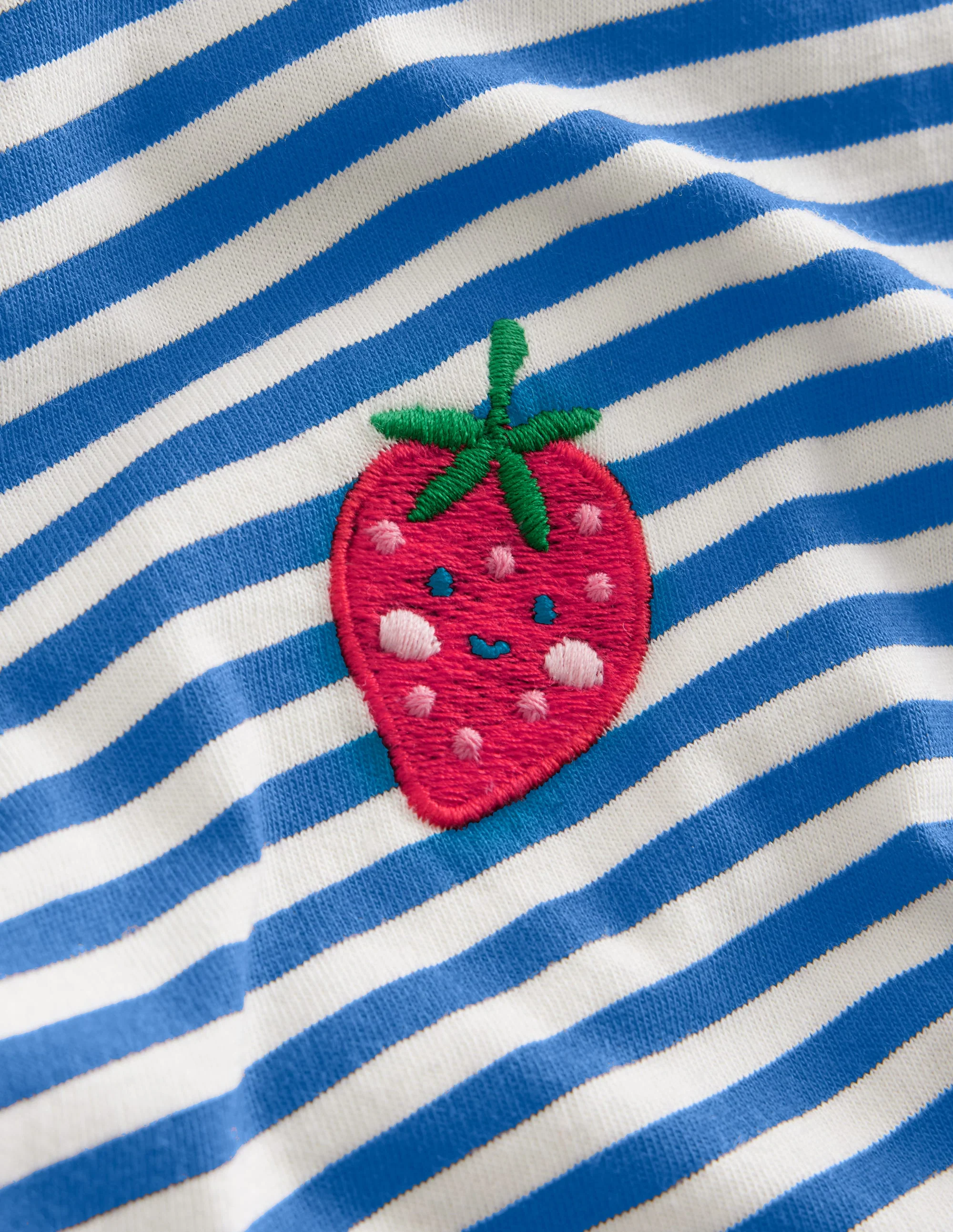 T-Shirt mit gesticktem Logo-Blau/Naturweiß Erdbeere - Image 3