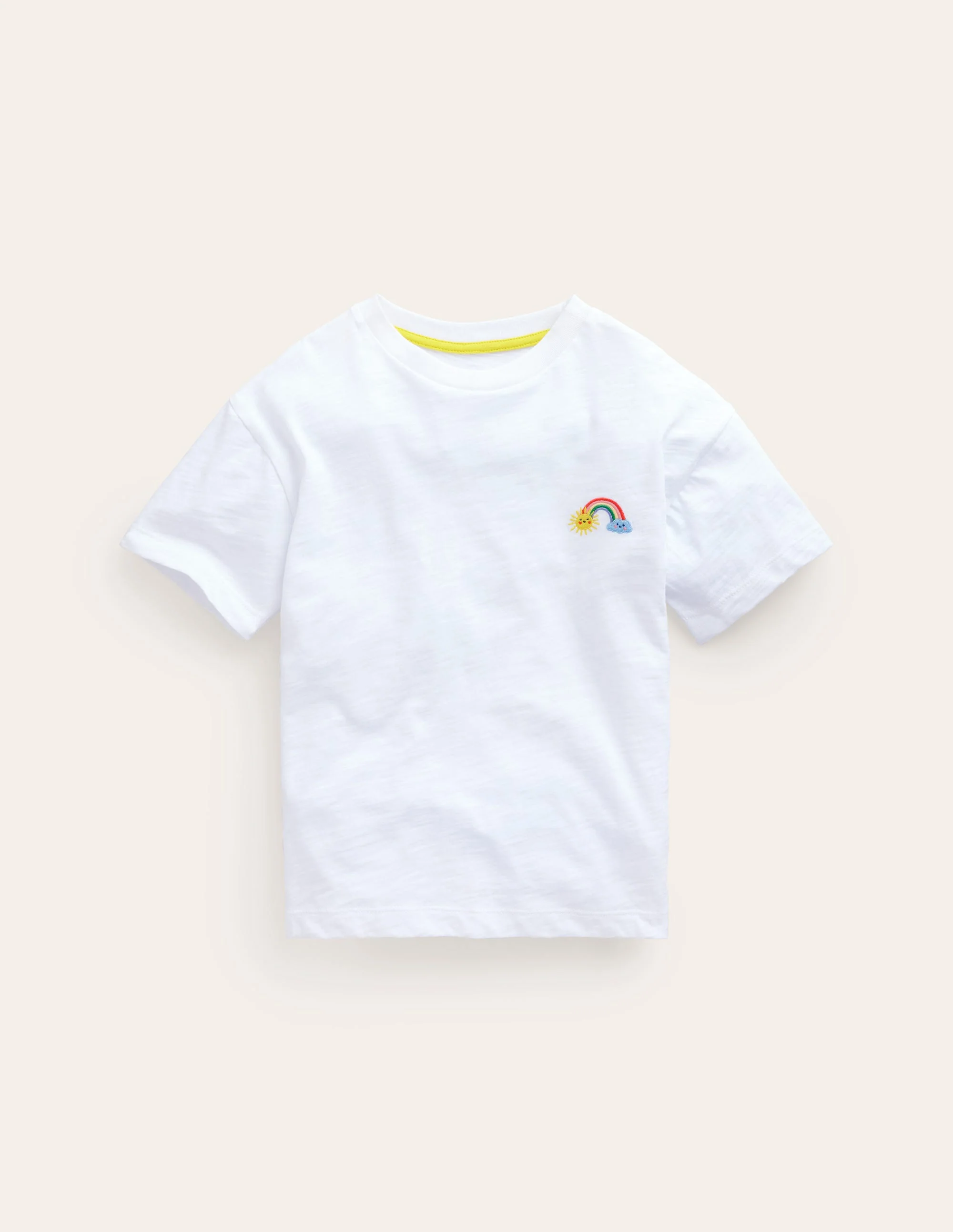 T-Shirt mit gesticktem Logo-Weiß Regenbogen