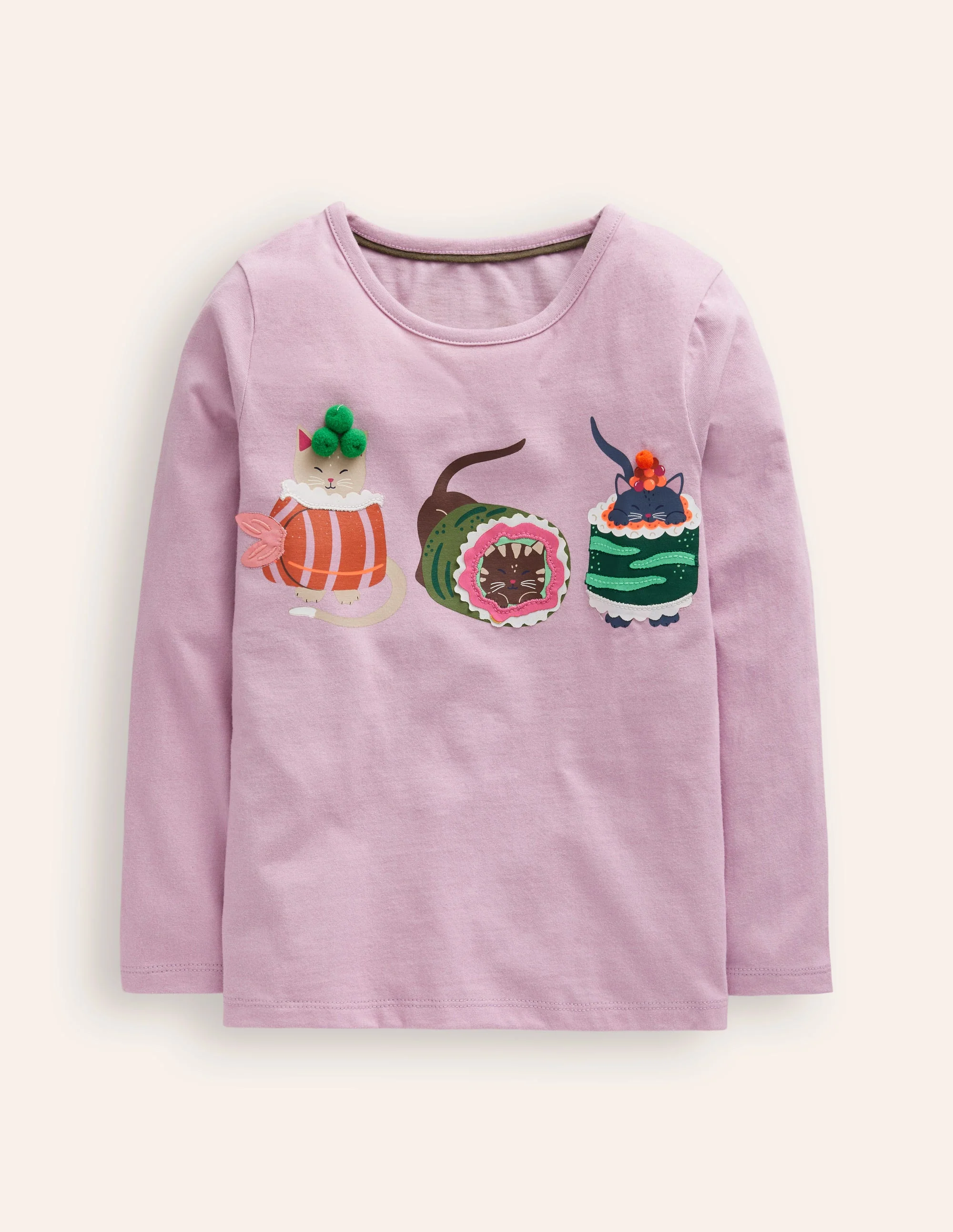 T-Shirt mit Grafikdruck-Kreiderosa Sushi Katzen