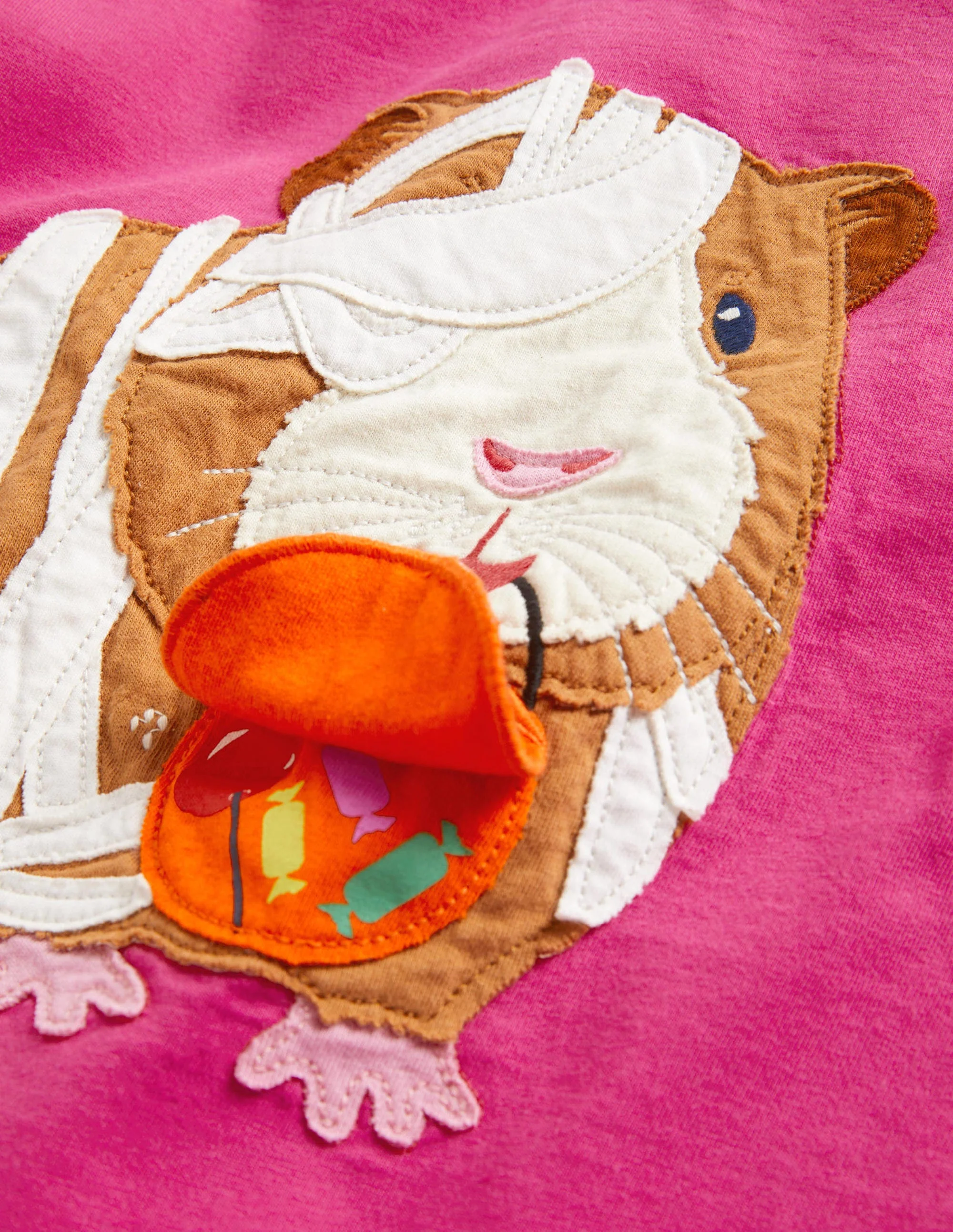 T-Shirt mit Halloween-Applikation-Rosarot, Meerschweinchen - Image 3