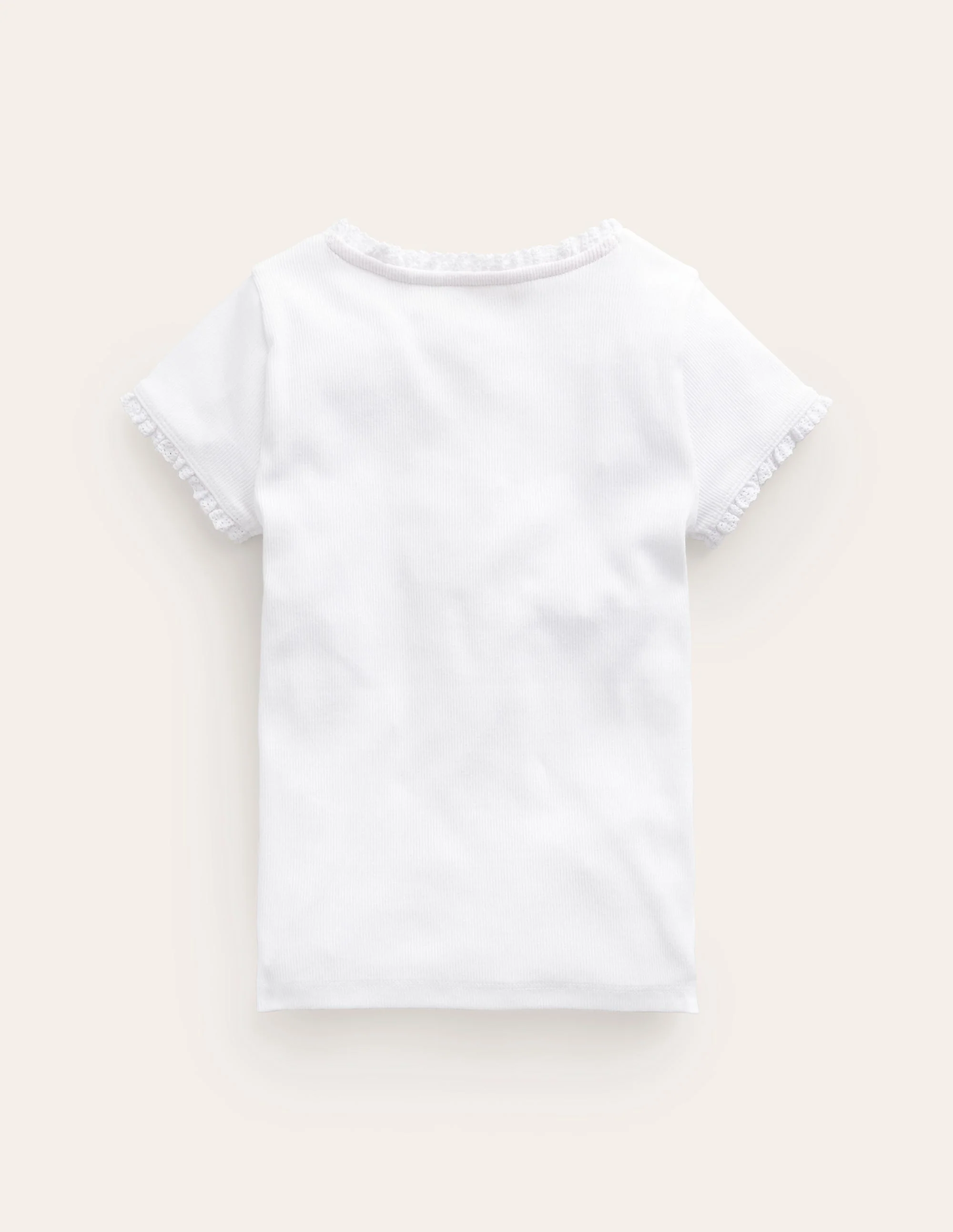 T-Shirt mit kurzen Ärmeln aus Rippstrick-Weiß - Image 2