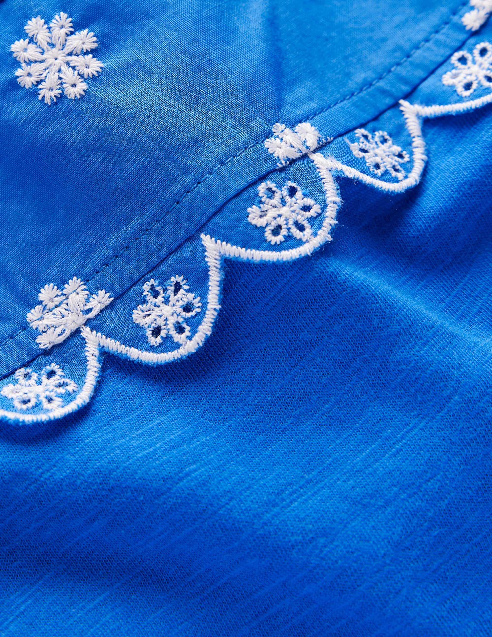 T-Shirt mit Lochstickerei an den Ärmeln-Blau - Image 3