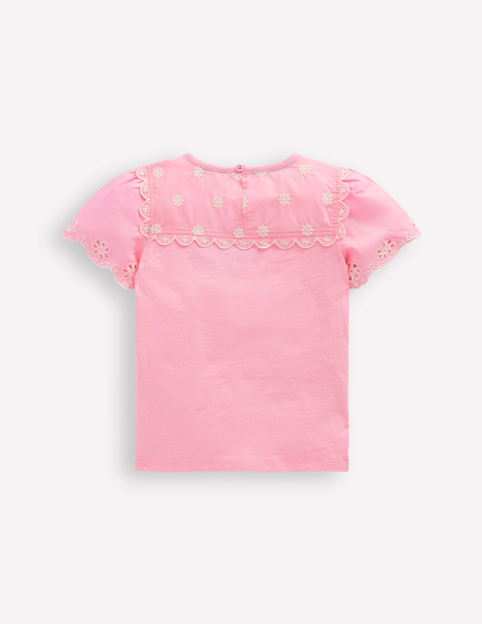 T-Shirt mit Lochstickerei an den Ärmeln-Vintage-Mauve