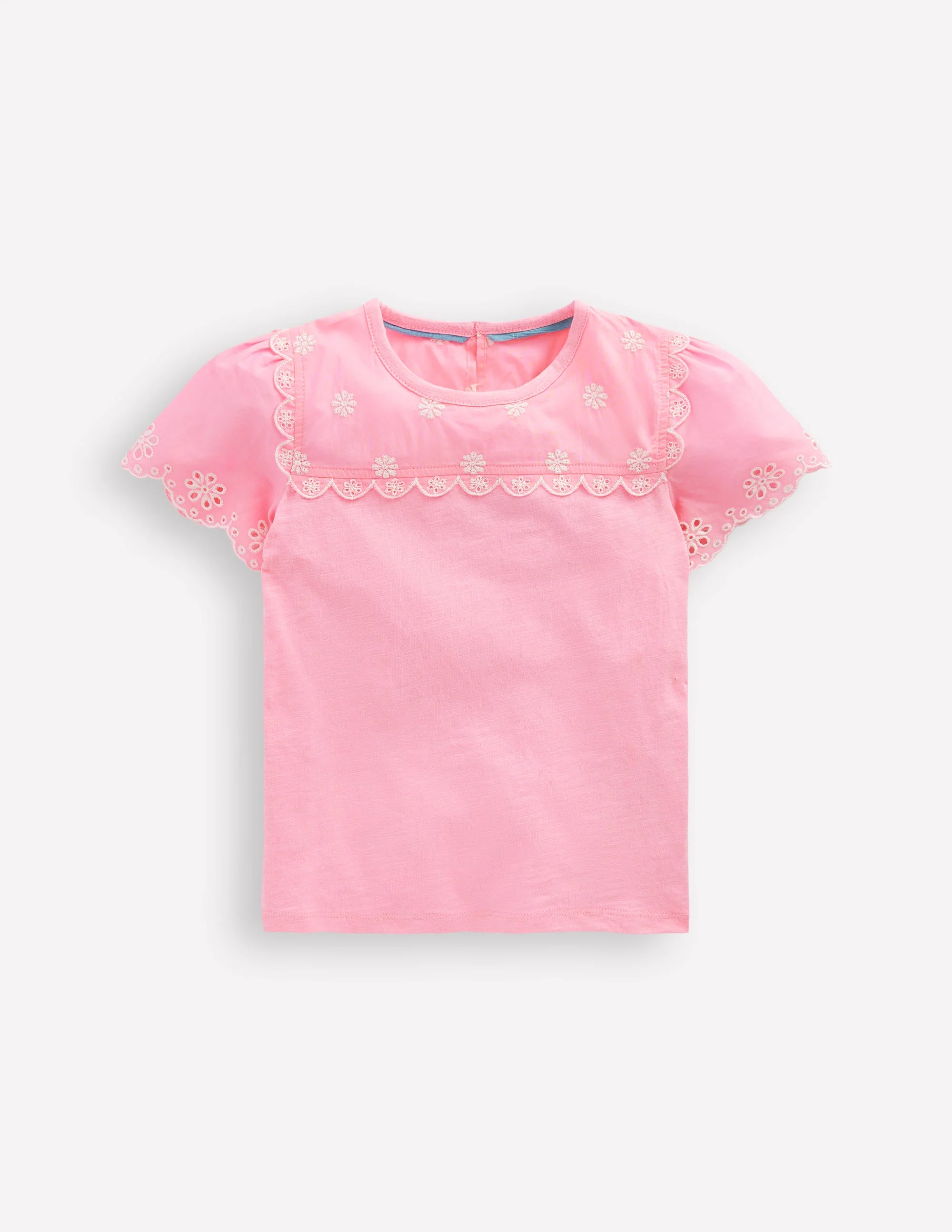 T-Shirt mit Lochstickerei an den Ärmeln-Vintage-Mauve - Image 3