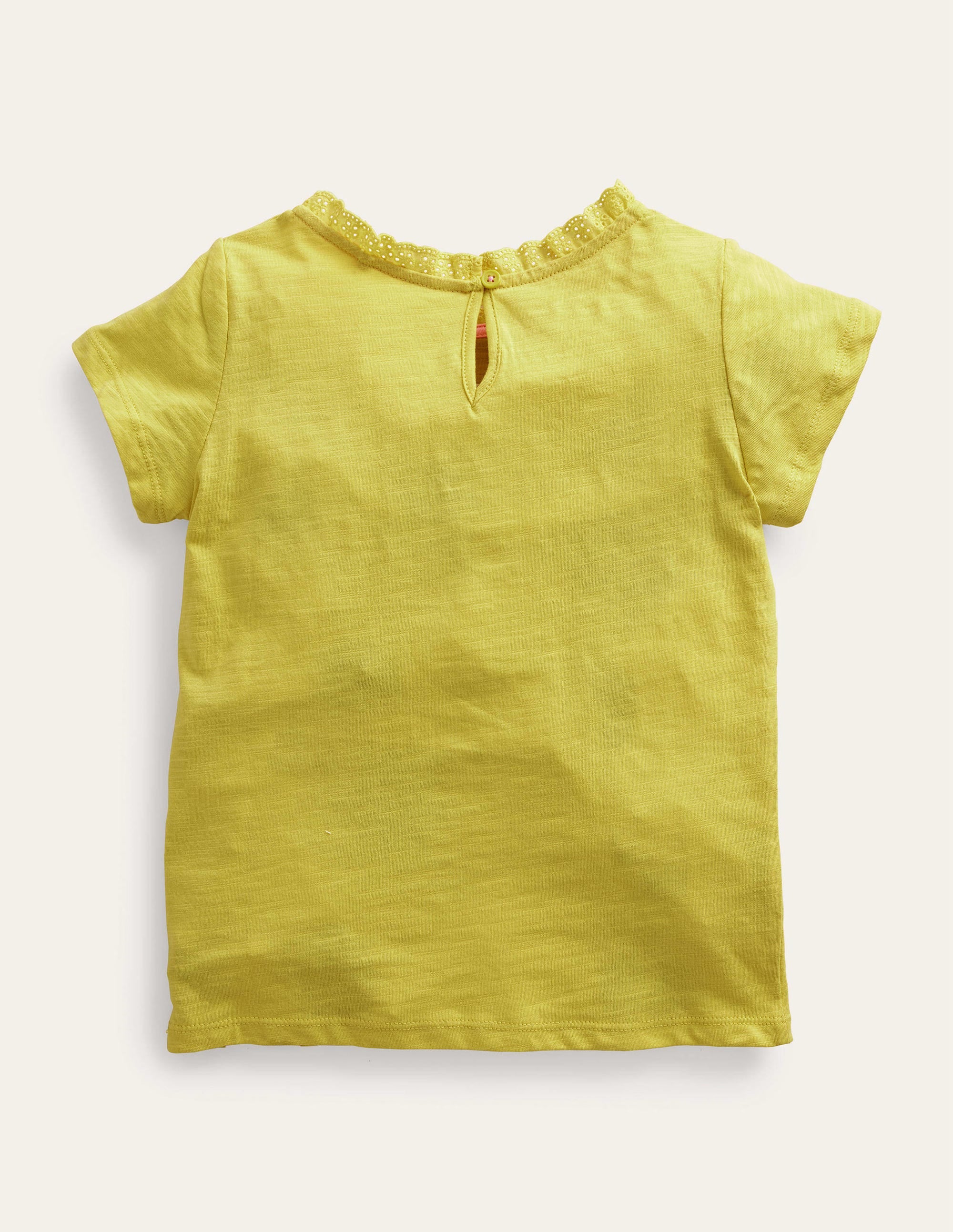 T-Shirt mit Lochstickereitasche-Maisgelb - Image 2