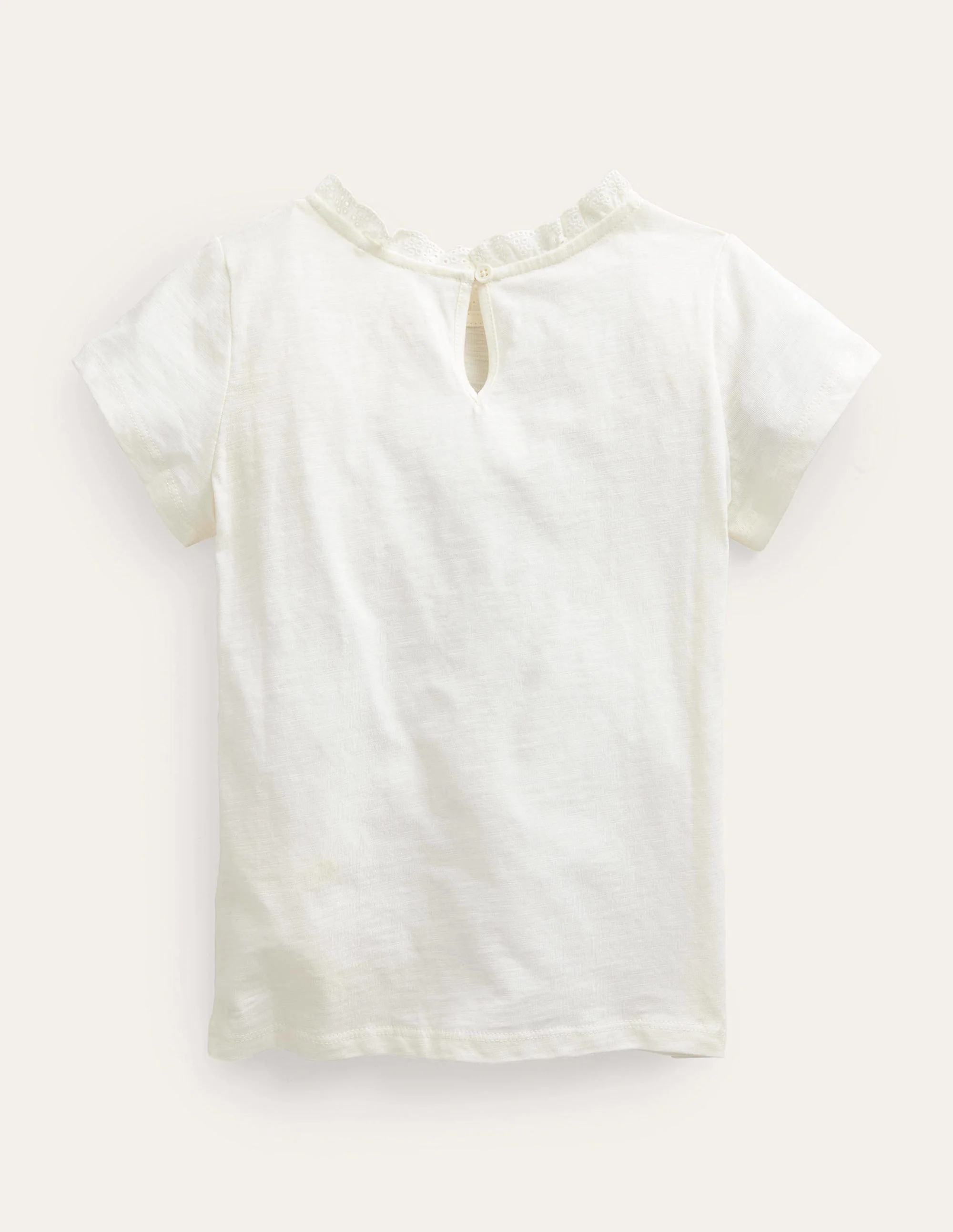 T-Shirt mit Lochstickereitasche-Naturweiß - Image 2