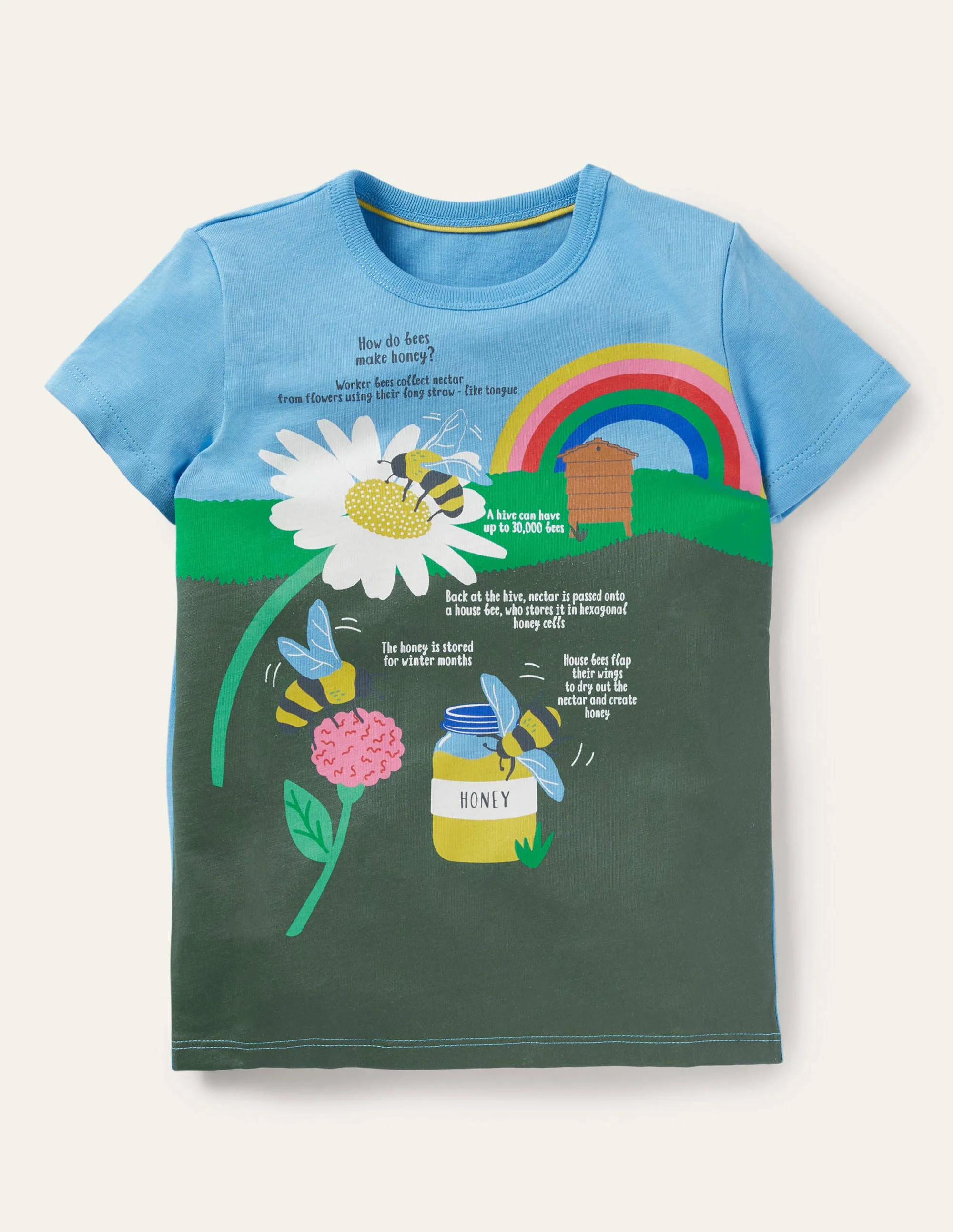 T-Shirt mit lustigen Fakten-Surfbrett-Blau, Honigbienen