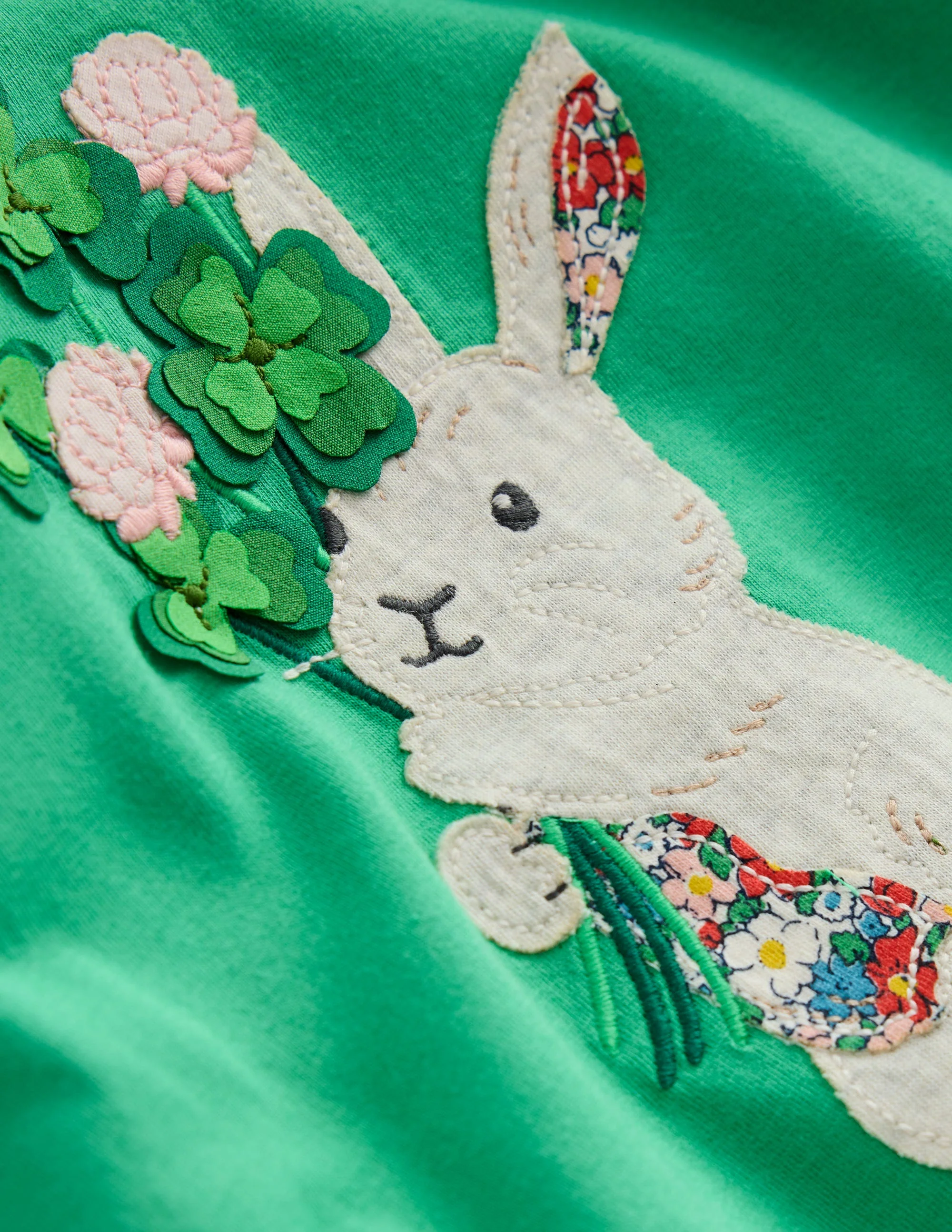 T-Shirt mit Puffärmeln und Applikation-Aloe-Grün Hase - Image 3